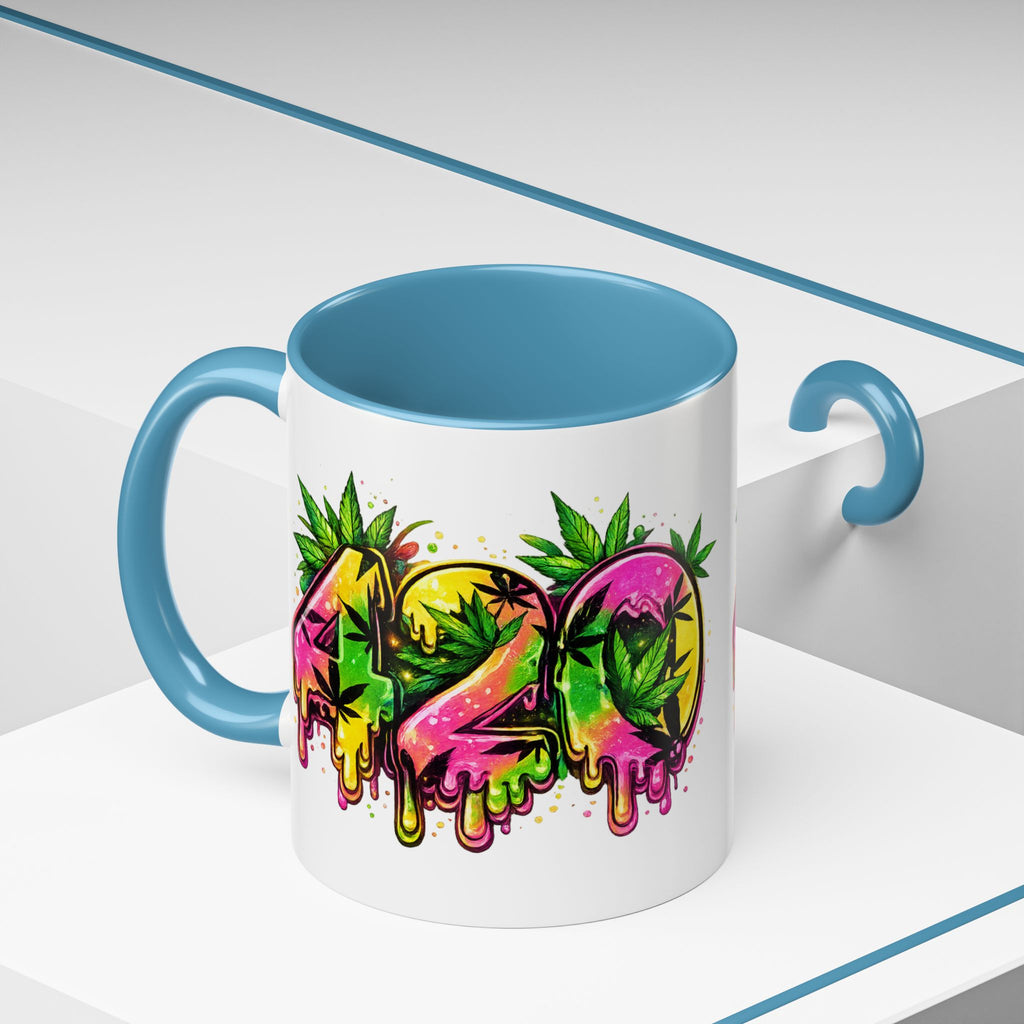 420 Drip Coffee Mug — Colorful Cannabis Stoner Art Accent Mug (11/15oz)