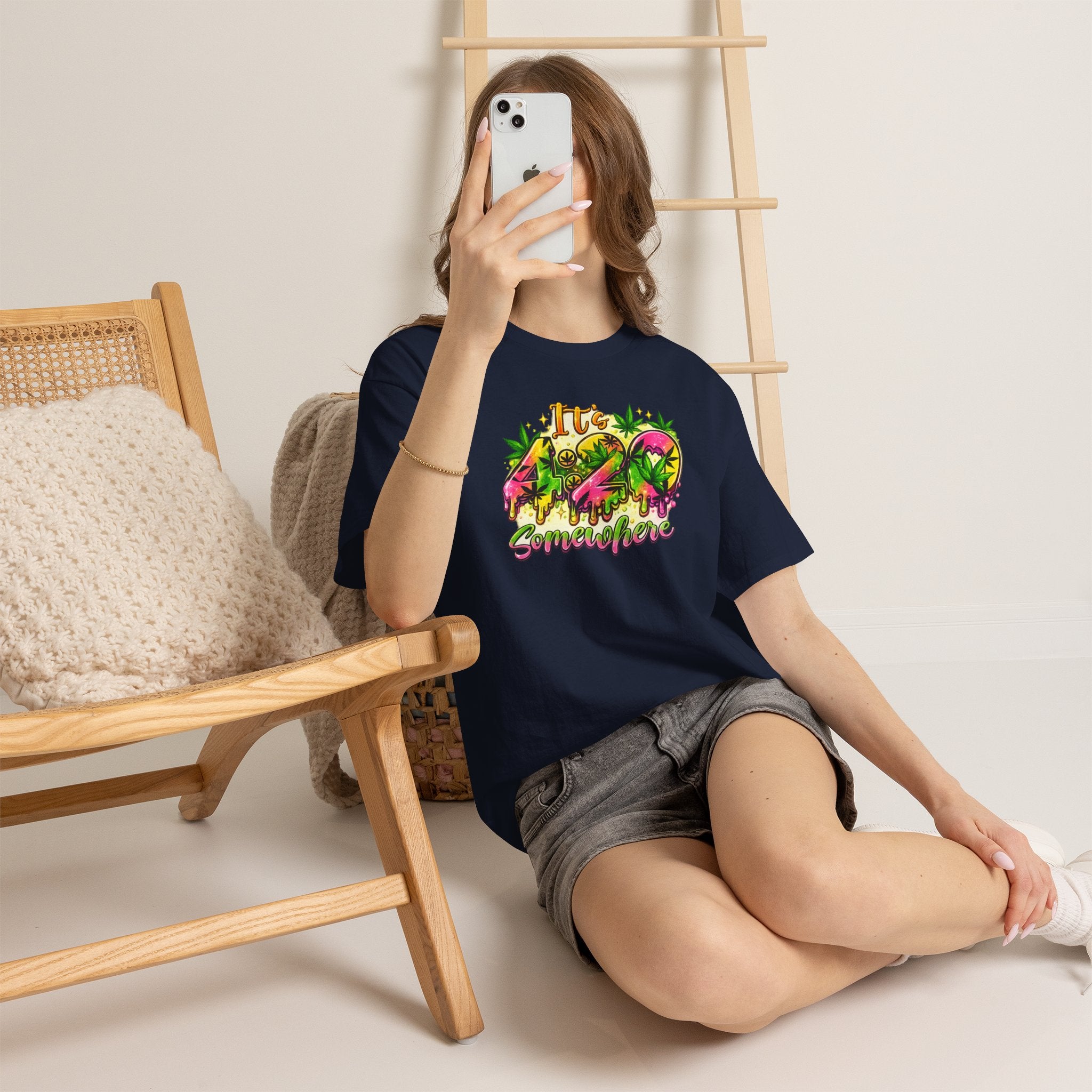 420 Somewhere T-Shirt — Retro Neon Cannabis Graphic Tee