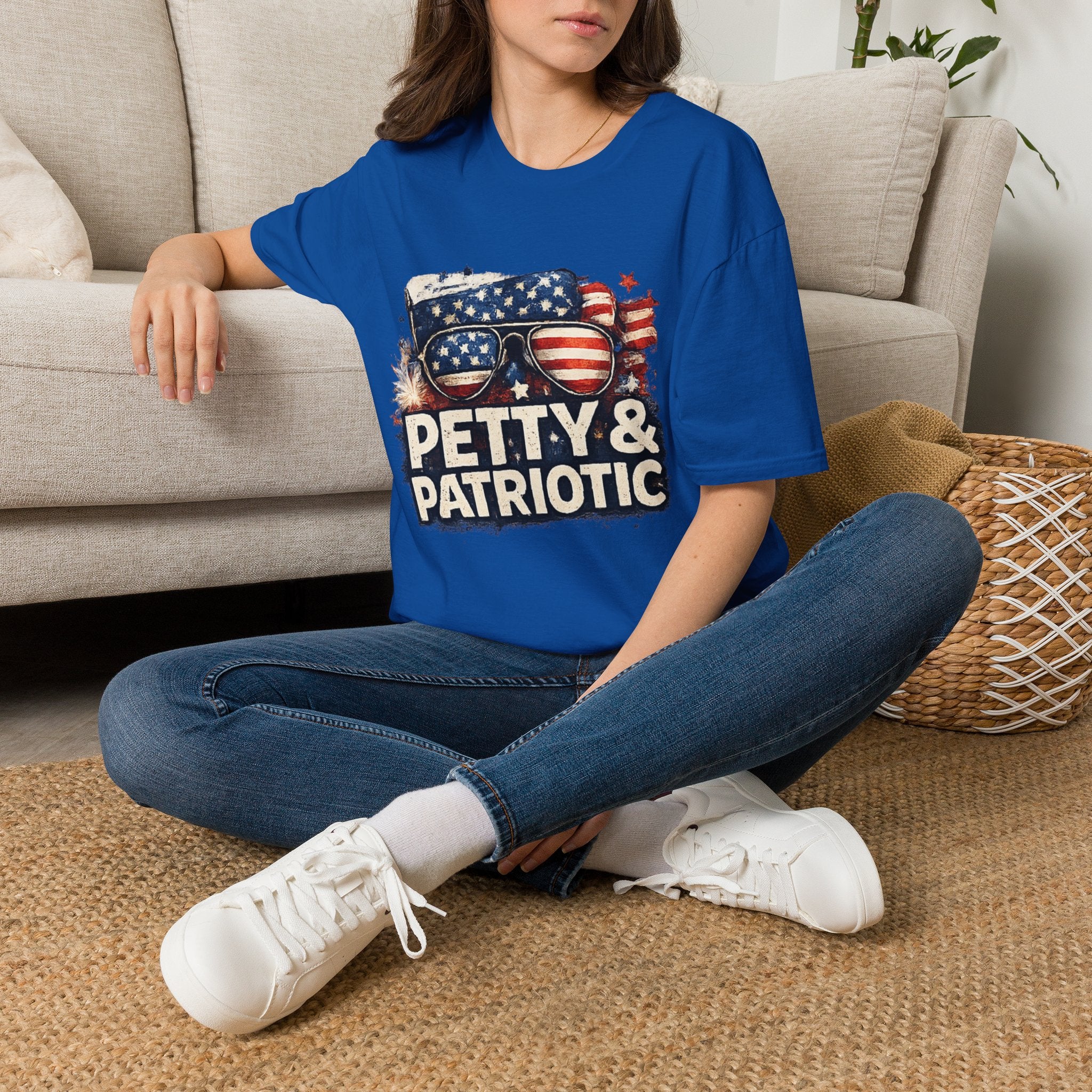 Petty & Patriotic T-Shirt — Funny American Flag Sunglasses Tee