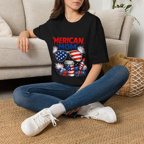 'Merican Mom T-Shirt — Patriotic 4th of July Graphic Tee for Moms