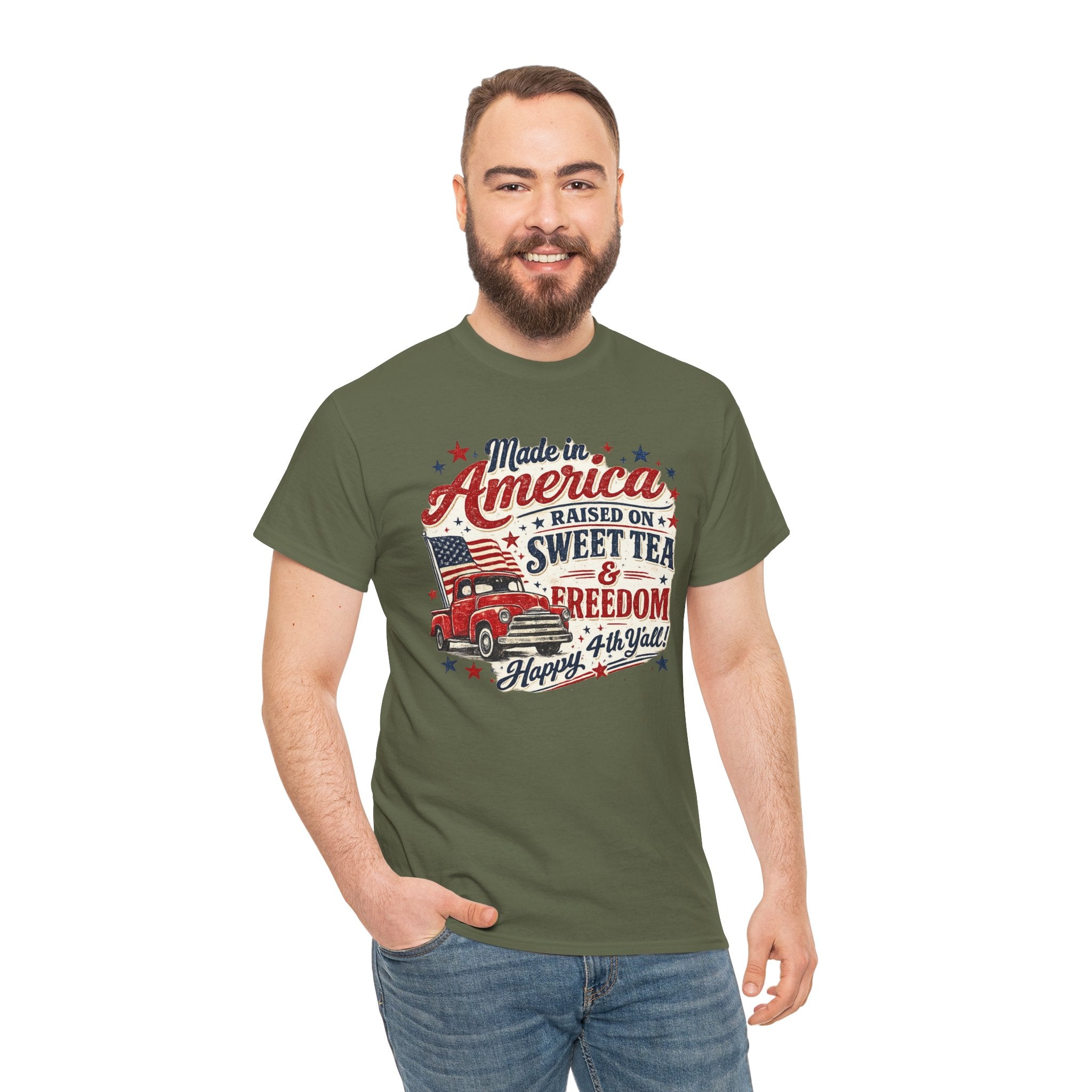 Made in America Sweet Tea & Freedom T-Shirt — 4th of July Patriotic Tee