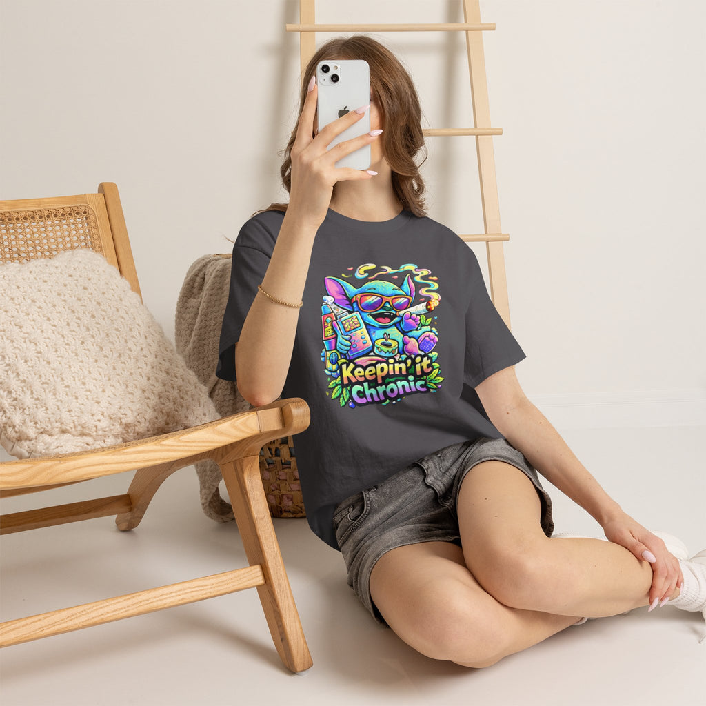 Keepin' It Chronic T-Shirt — Colorful Stoner Cat Graphic Tee