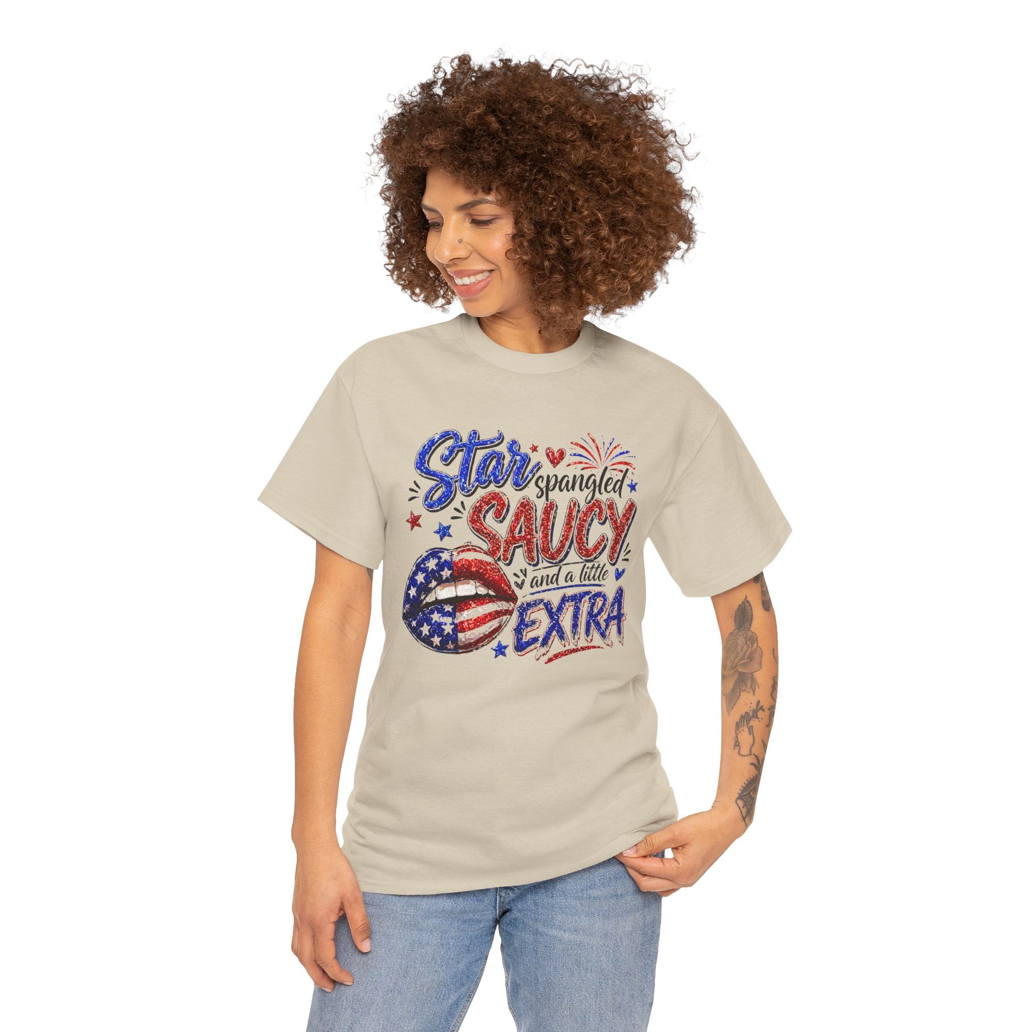 Patriotic “Star-Spangled Saucy & a Little Extra” Tee