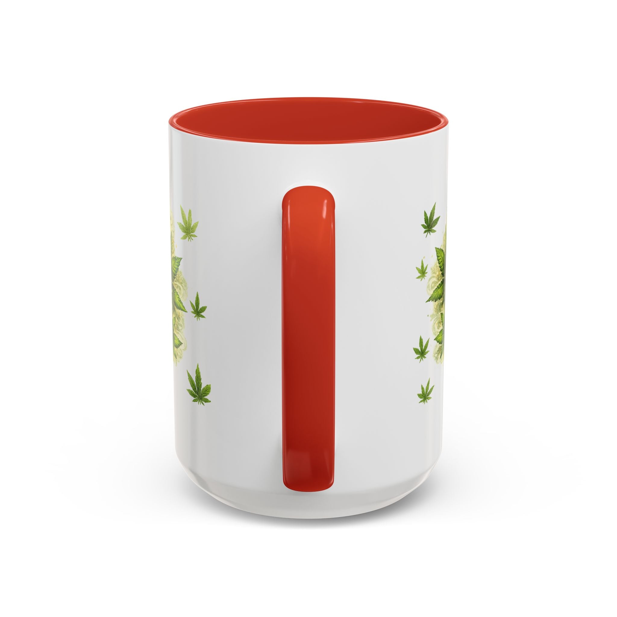 Cannabis 420 Accent Coffee Mug — Indica & Sativa Leaf Pattern (11/15oz)