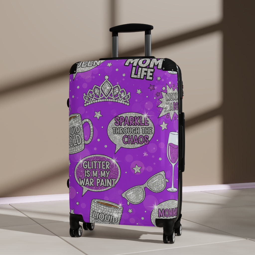 Purple Glitter Travel Suitcase – "Glitter Is My War Paint" Carry-On