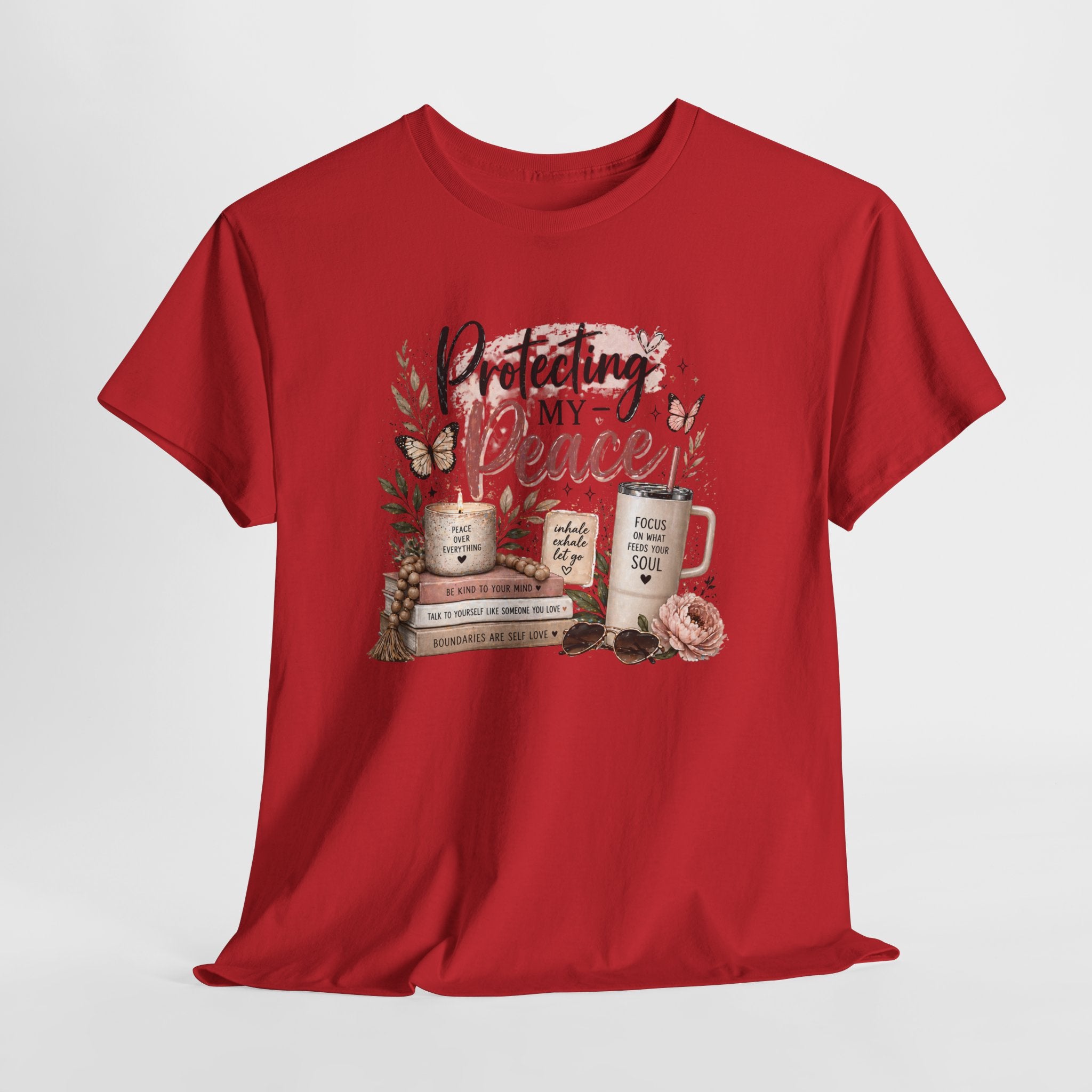Protecting My Peace T-Shirt — Cozy Floral Coffee & Book Graphic Tee