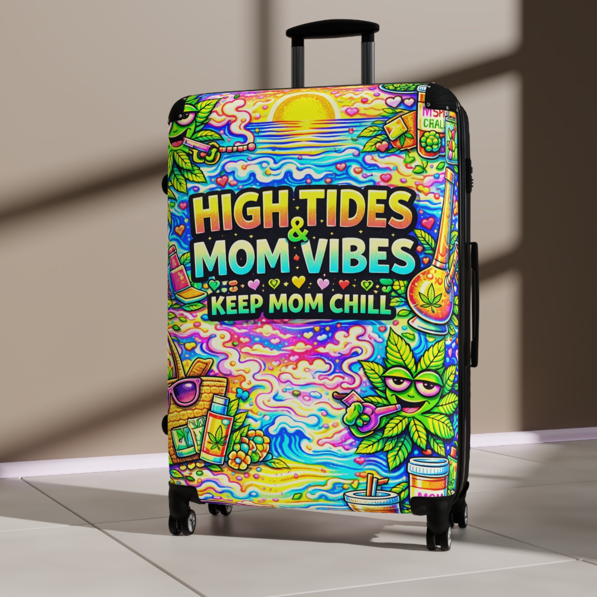 High Tides Mom Vibes Carry-On Suitcase — Keep Mom Chill Beach Travel Luggage