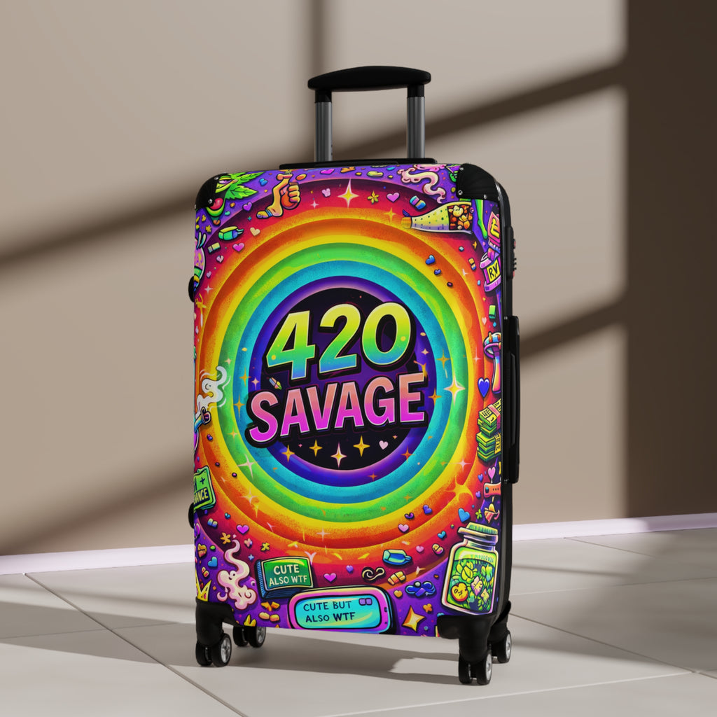 Suitcase — 420 Savage Colorful Rolling Luggage (Psychedelic Rainbow Travel Case)