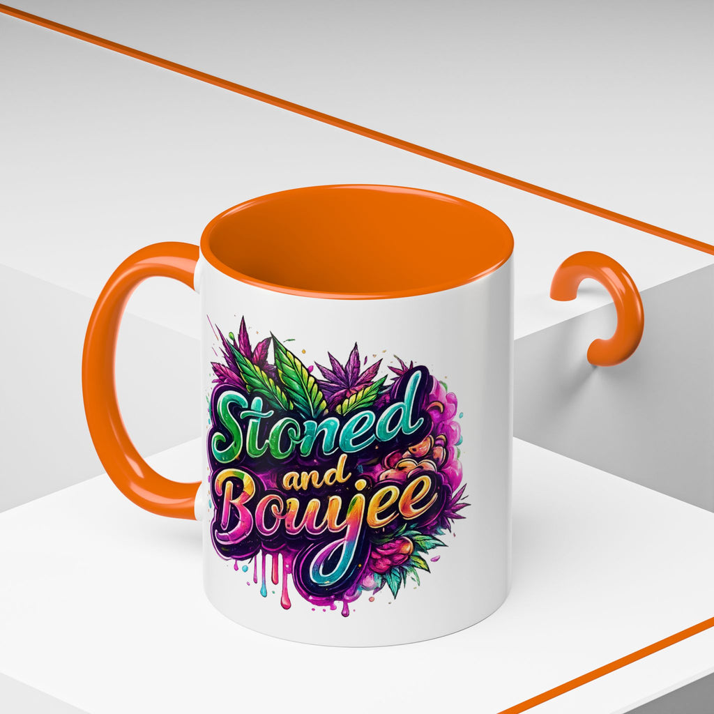 Accent Coffee Mug — "Stoned and Boujee" Colorful Cannabis Art