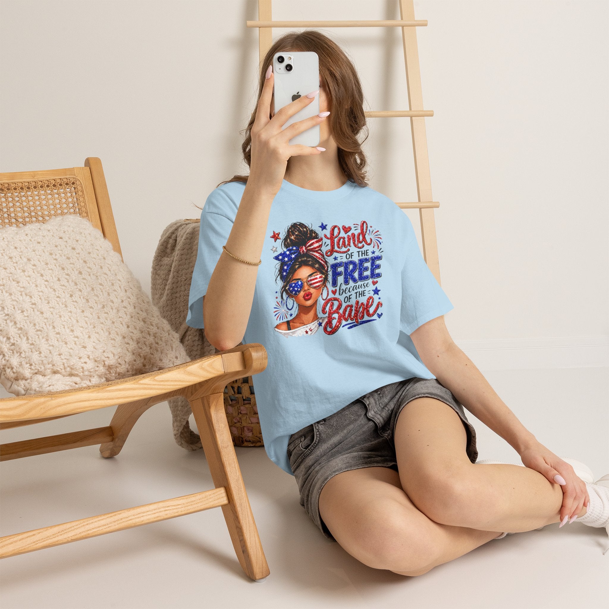 Patriotic Babe T-Shirt — “Land of the Free Because of the Babe” 4th of July Tee