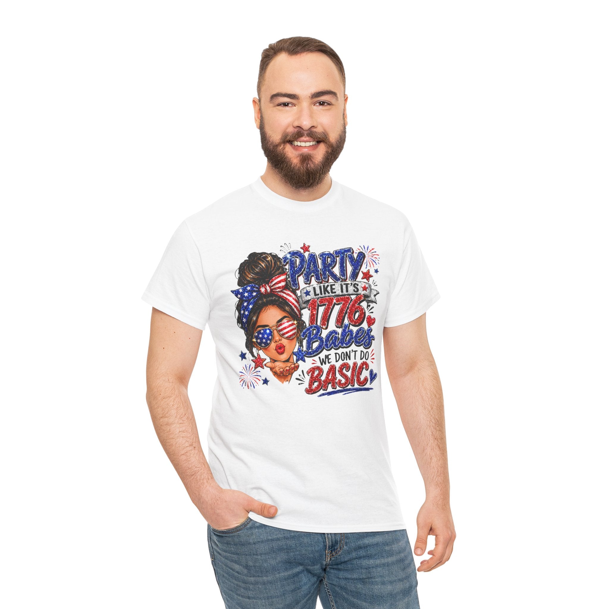 1776 Party Vibes Tee — "Party Like It's 1776 Because We Don't Do Basic" Patriotic T-Shirt