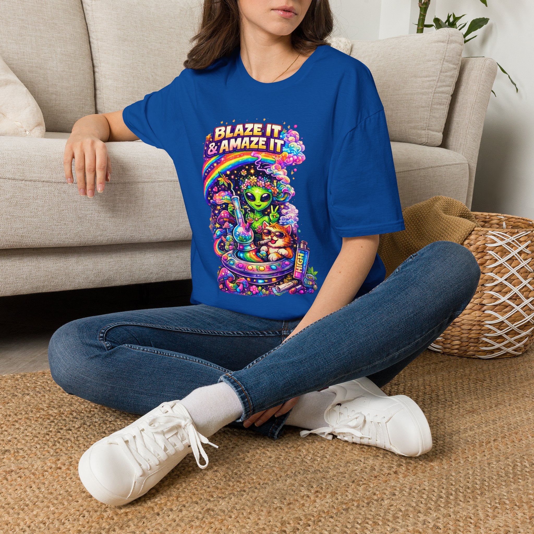 Alien Rainbow Tee - "Blaze It & Amaze It" Psychedelic Graphic T-Shirt