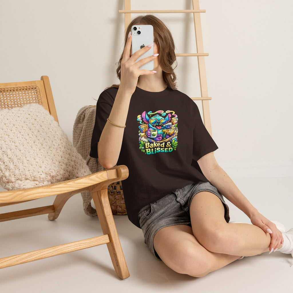 T-Shirt — Colorful 'Baked & Blissed' Cartoon Dessert Graphic Tee