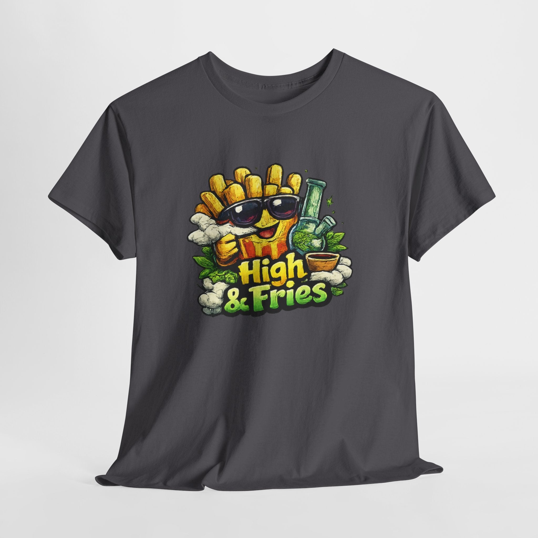 T-Shirt — "High & Fries" Funny Cannabis + Fries Graphic Tee