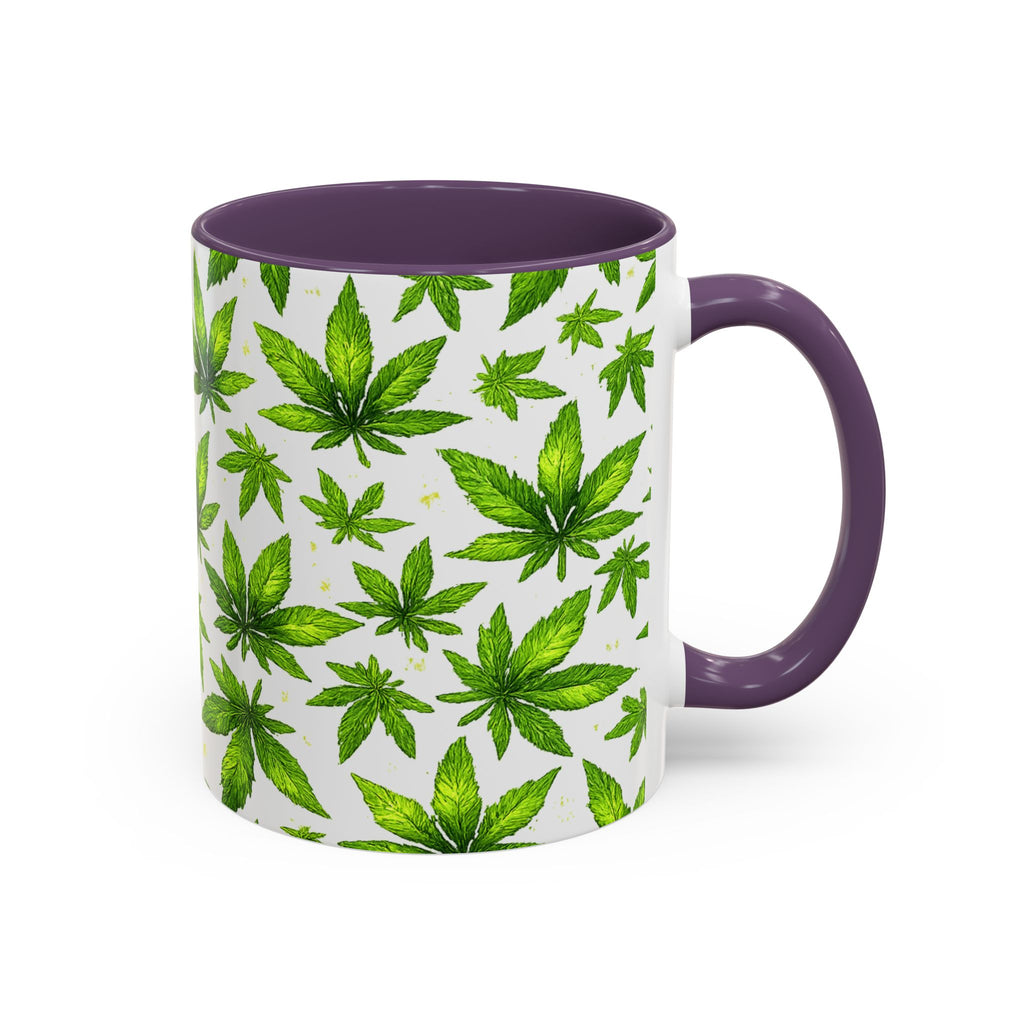 Cannabis Leaf Pattern Accent Coffee Mug – 11/15oz Ceramic