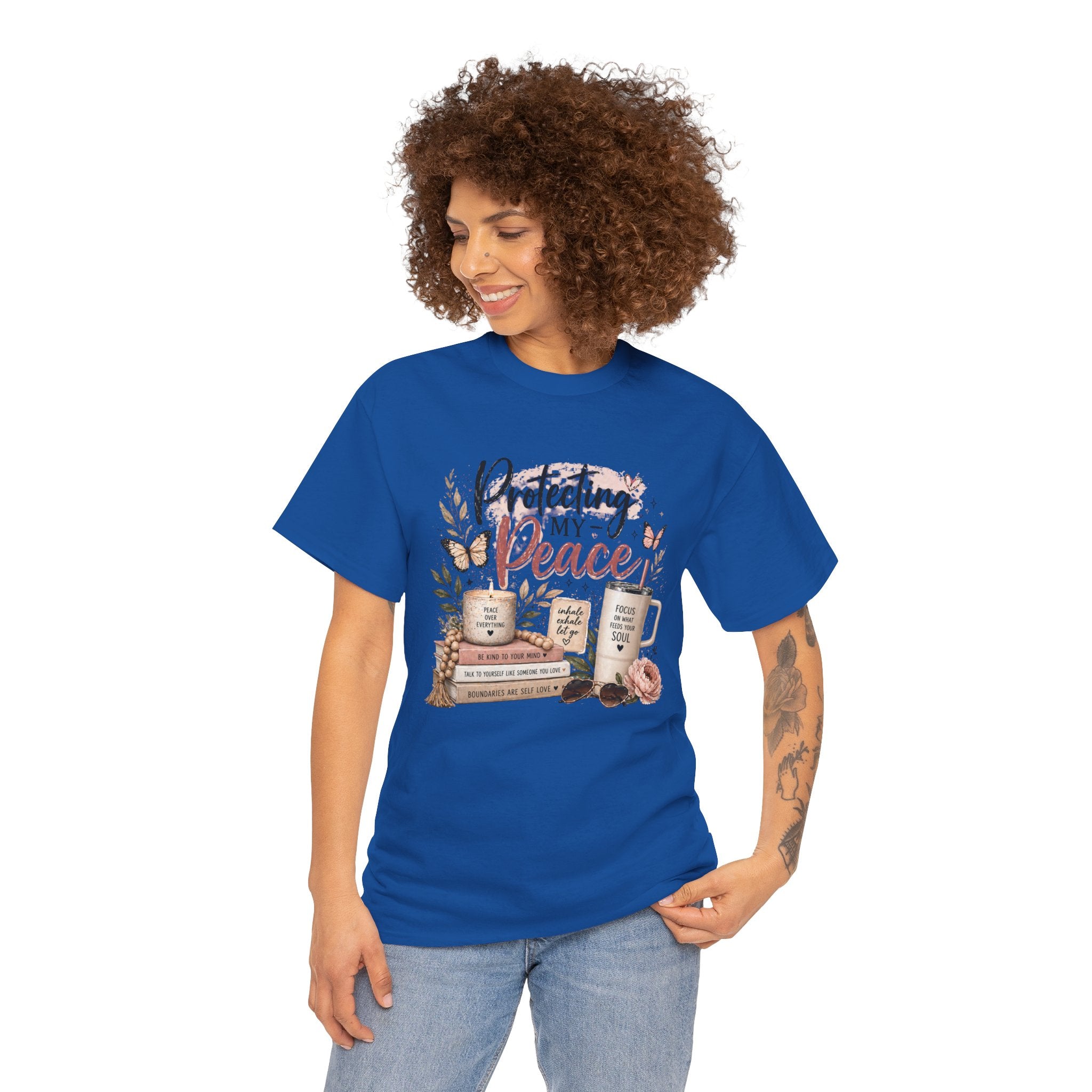 Protecting My Peace T-Shirt — Cozy Floral Coffee & Book Graphic Tee