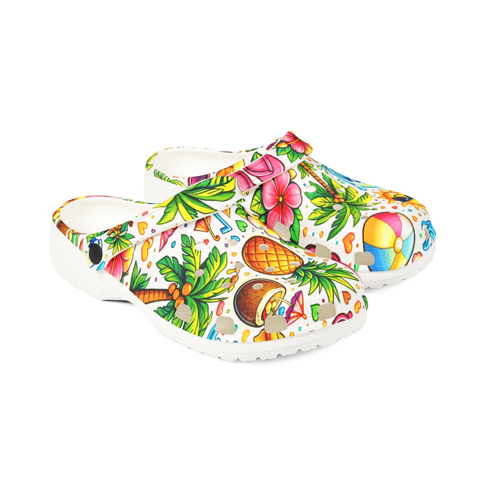 Tropical Beach Clogs — Pineapple & Palm EVA Foam Slip-On Shoes