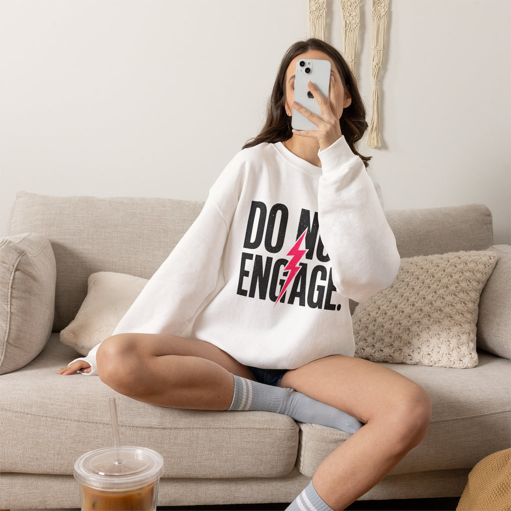Do Not Engage Crewneck Sweatshirt – Bold Lightning Graphic Streetwear