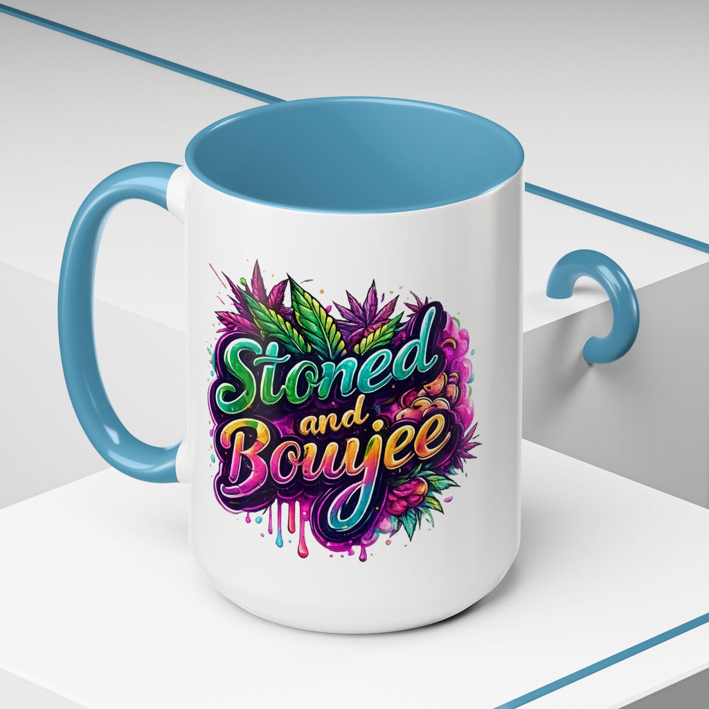 Accent Coffee Mug — "Stoned and Boujee" Colorful Cannabis Art