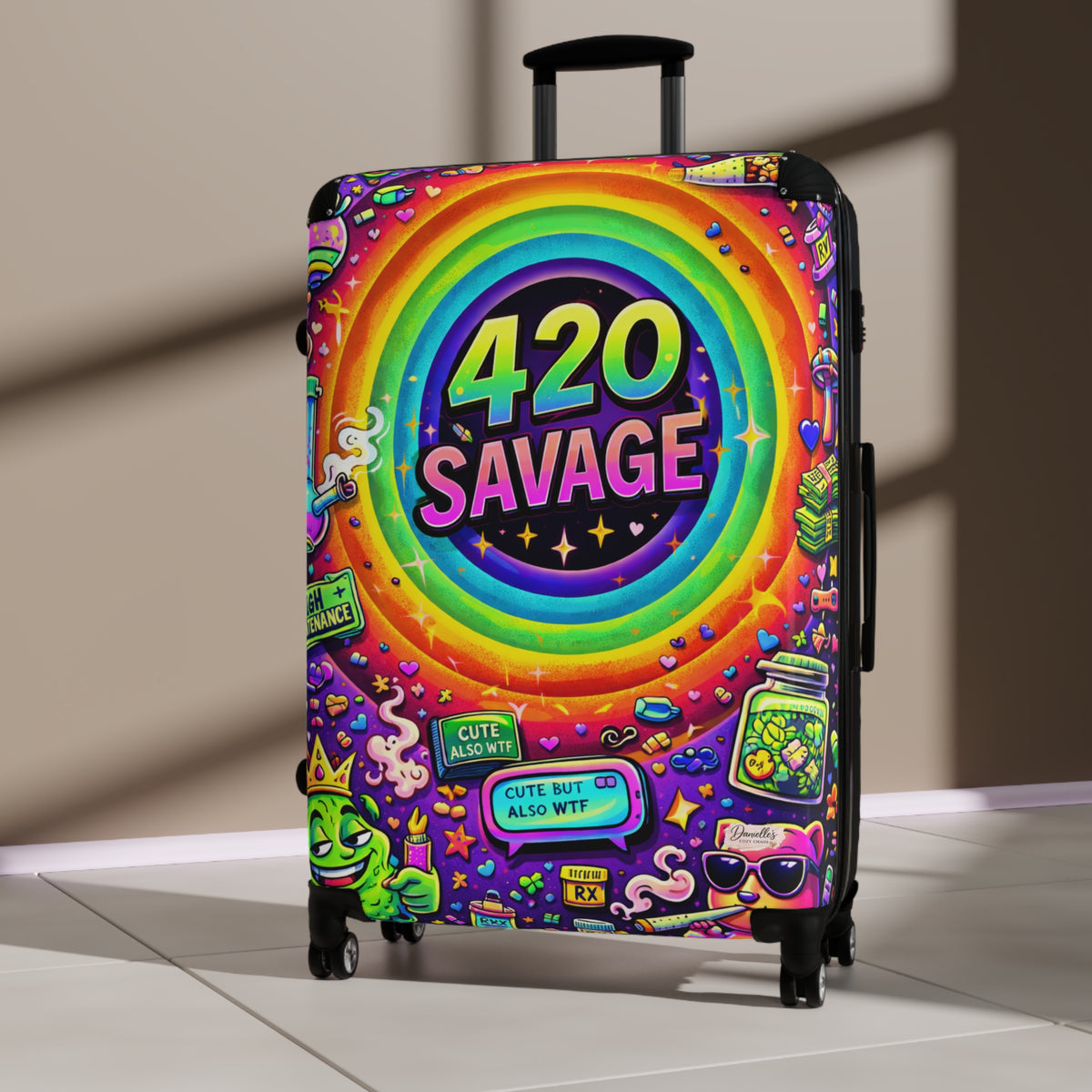 Suitcase — 420 Savage Colorful Rolling Luggage (Psychedelic Rainbow Travel Case)