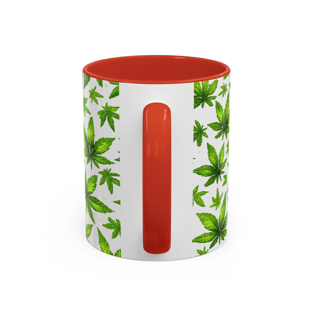 Cannabis Leaf Pattern Accent Coffee Mug – 11/15oz Ceramic
