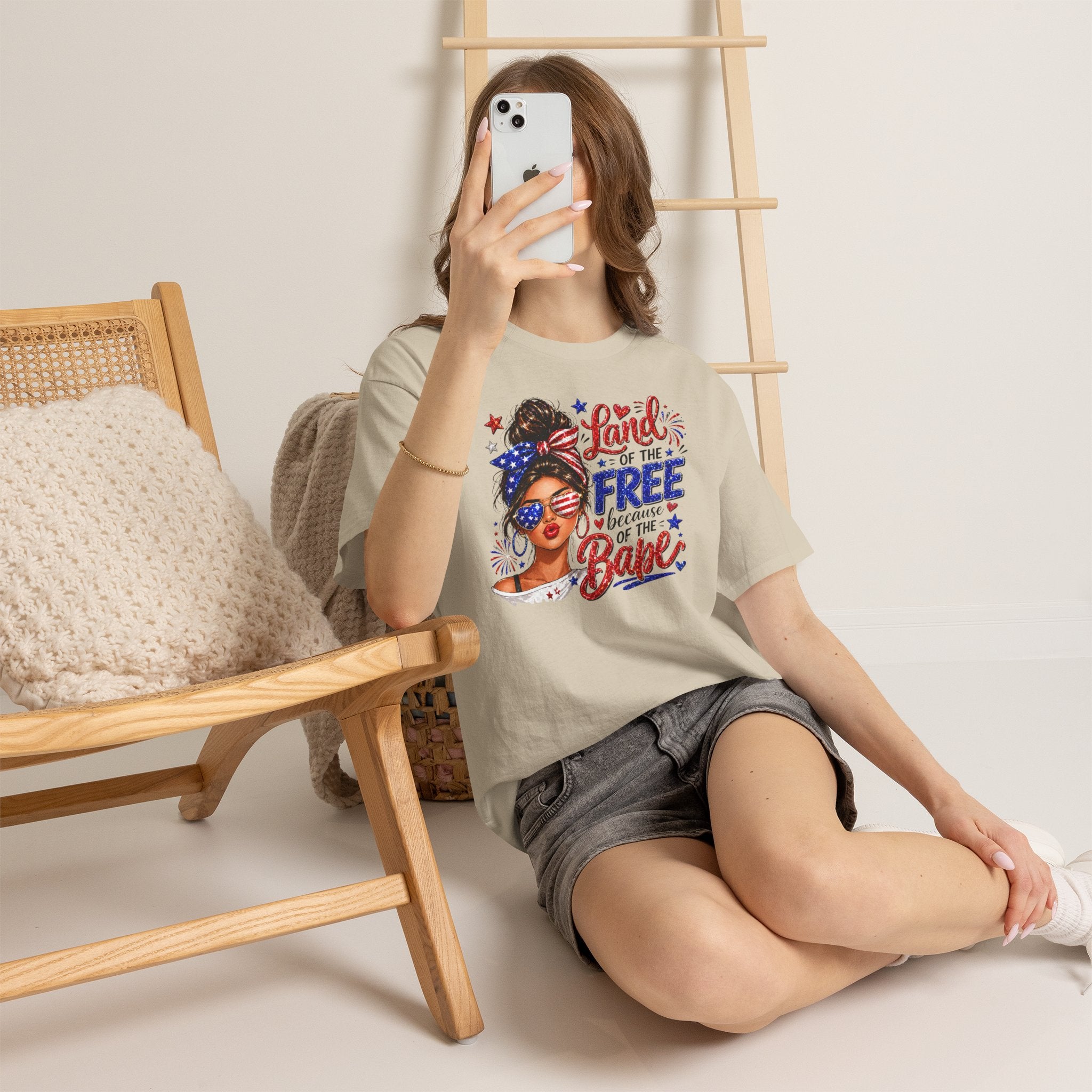 Patriotic Babe T-Shirt — “Land of the Free Because of the Babe” 4th of July Tee