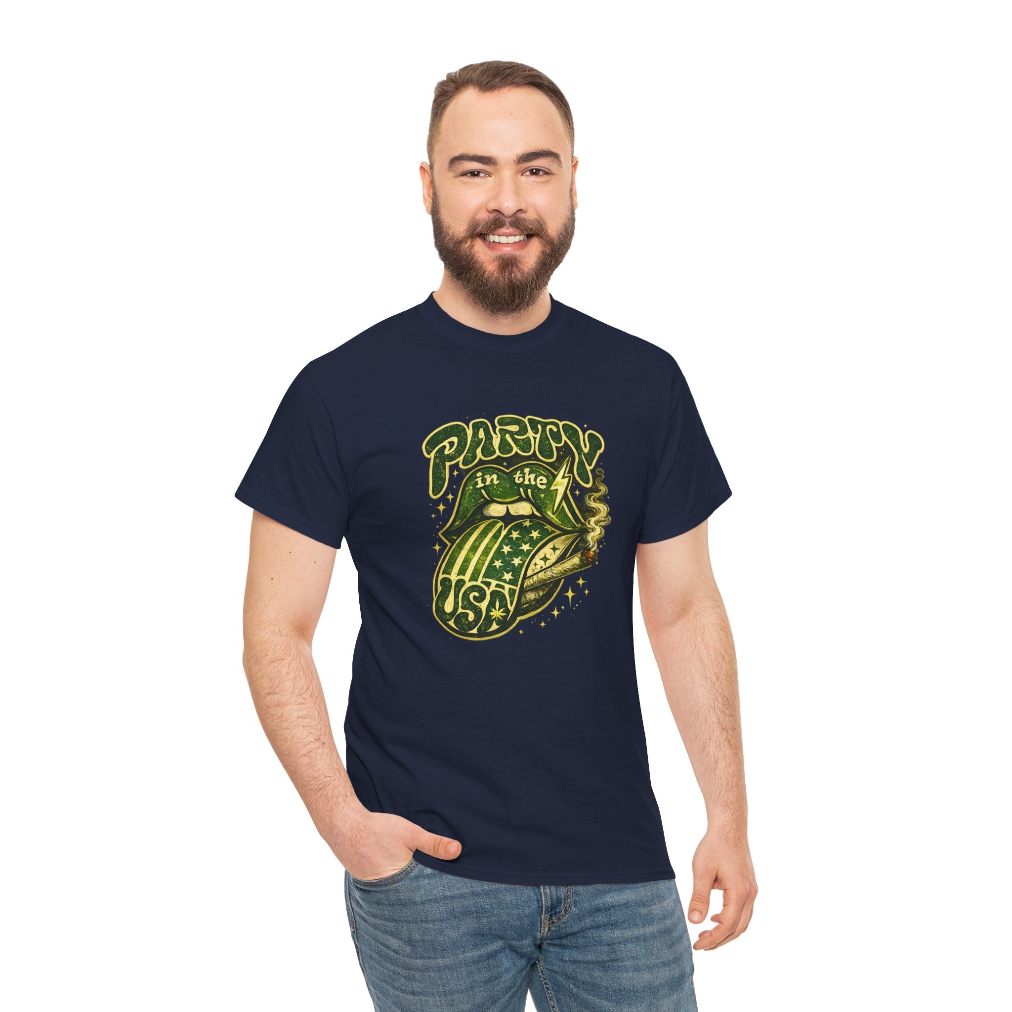 Party in the USA Graphic T-Shirt – Retro Rolling Tongue Design