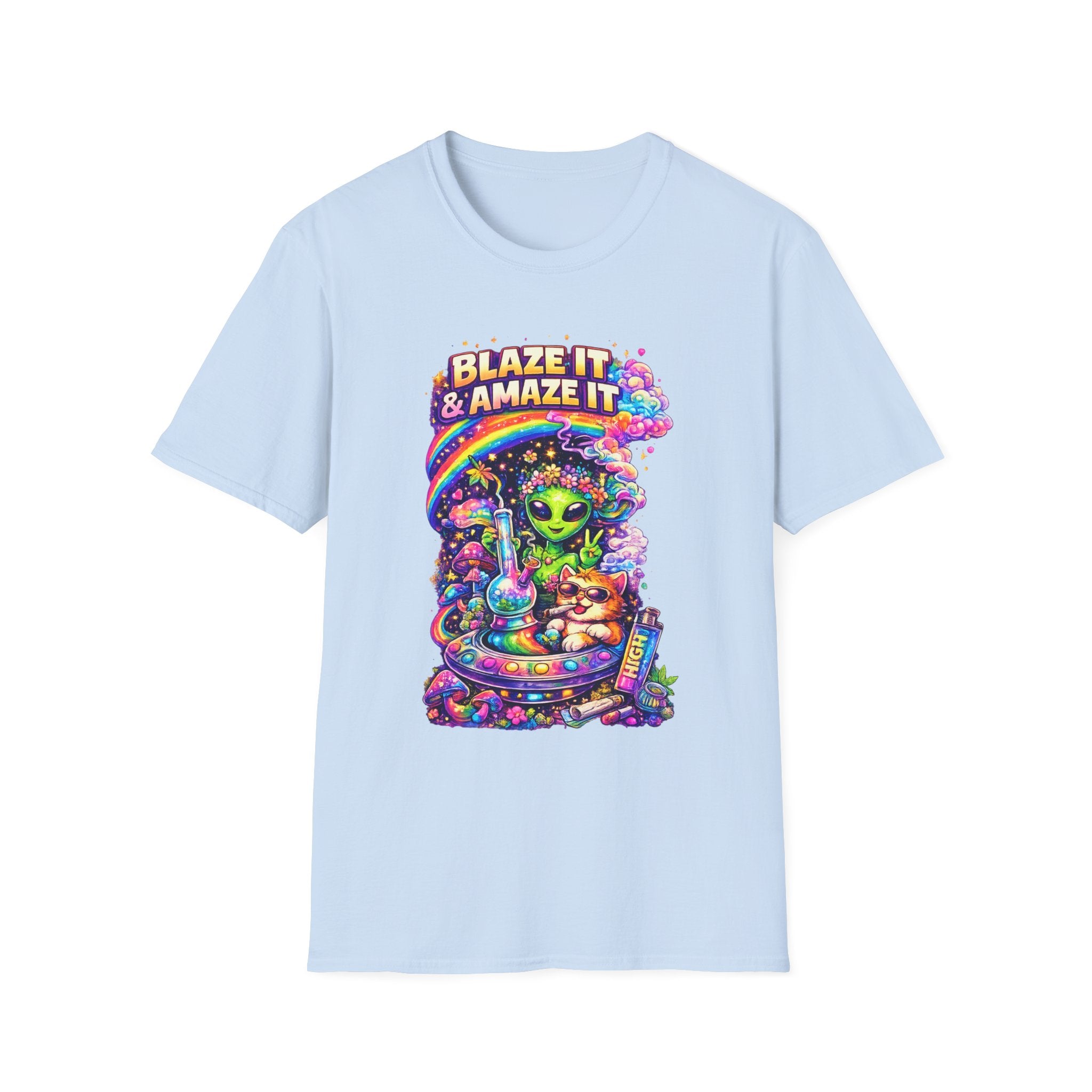 Alien Rainbow Tee - "Blaze It & Amaze It" Psychedelic Graphic T-Shirt