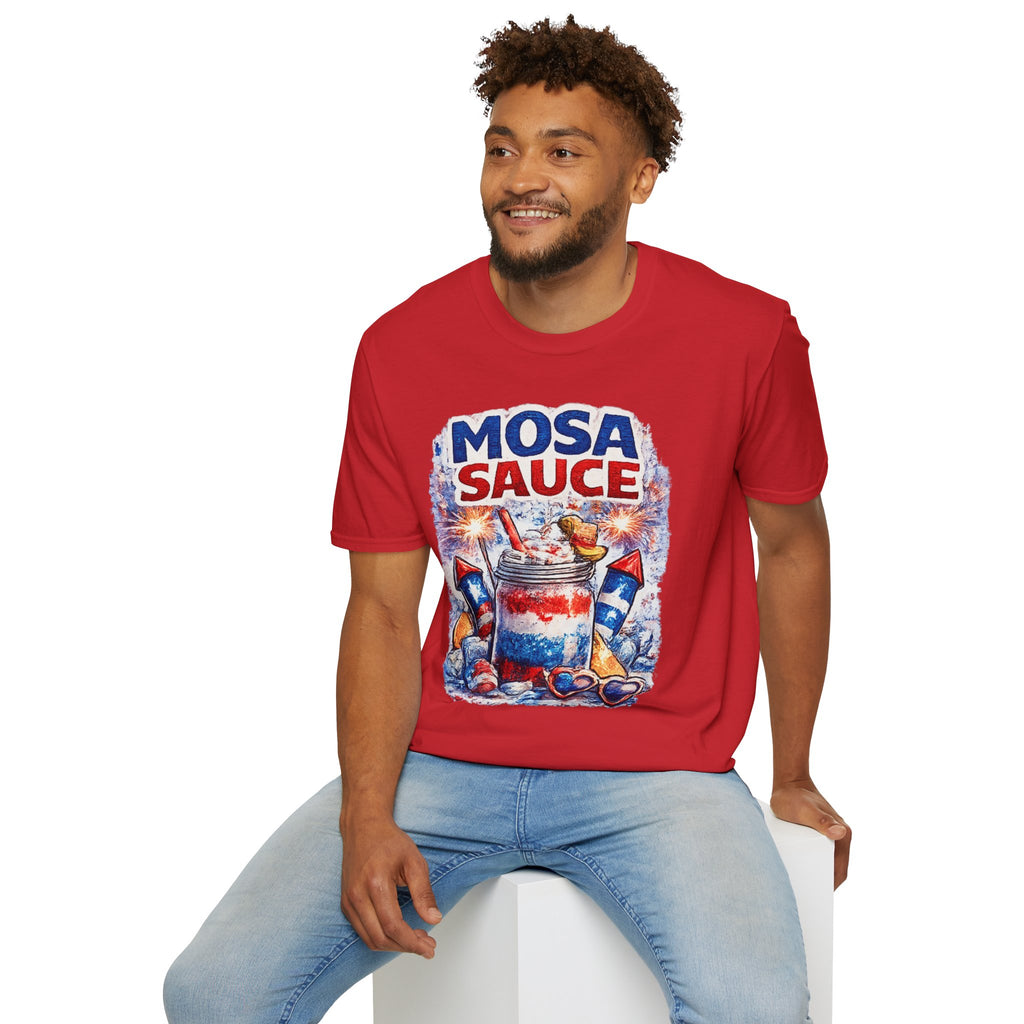 Mosa Sauce Patriotic Graphic Tee — Red White & Blue Summer BBQ Shirt
