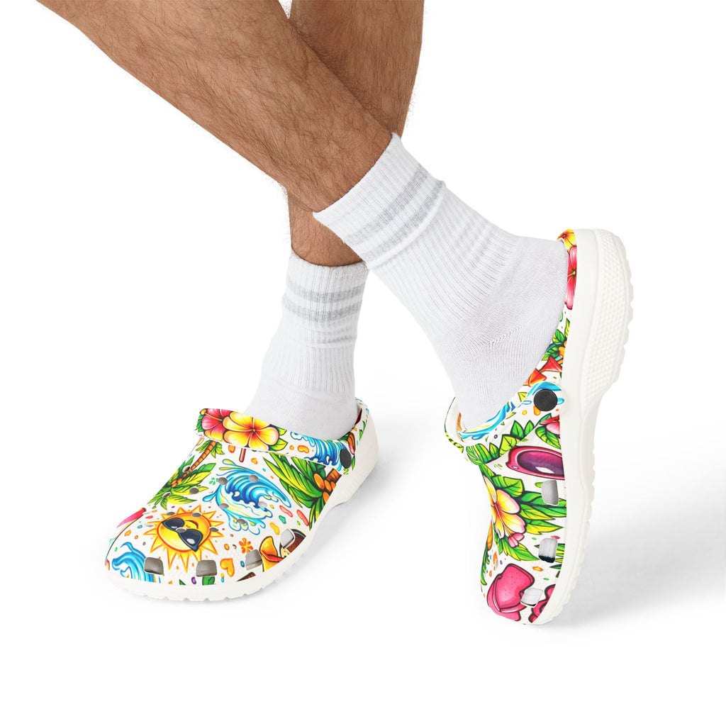 Tropical Beach Clogs — Pineapple & Palm EVA Foam Slip-On Shoes