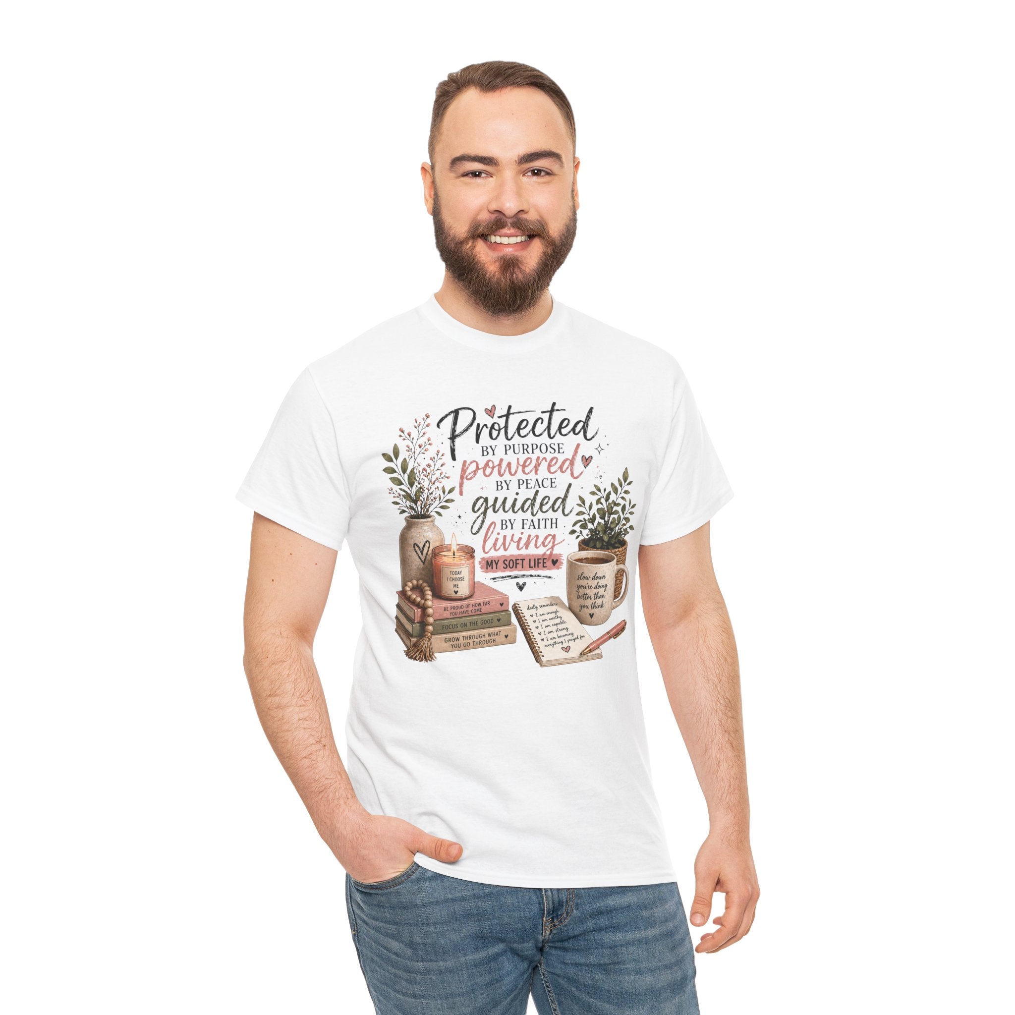 Christian Faith T-Shirt — “Protected, Powered, Guided” Inspirational Tee