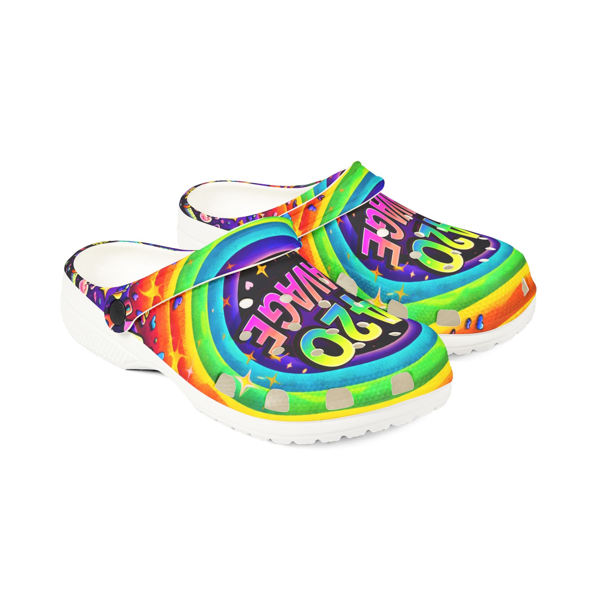 420 Savage Rainbow EVA Foam Clogs — Colorful Weed Graphic Slip-On Shoes