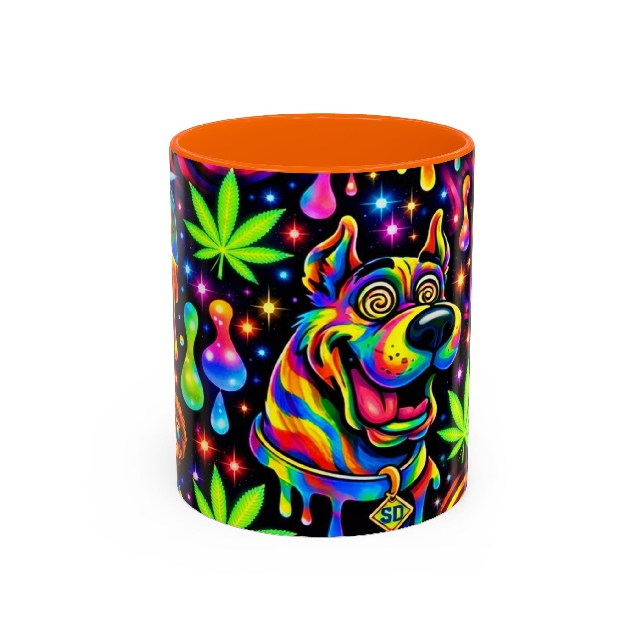 Psychedelic Dog Coffee Mug — Neon Trippy Marijuana Art 11/15oz Accent Mug