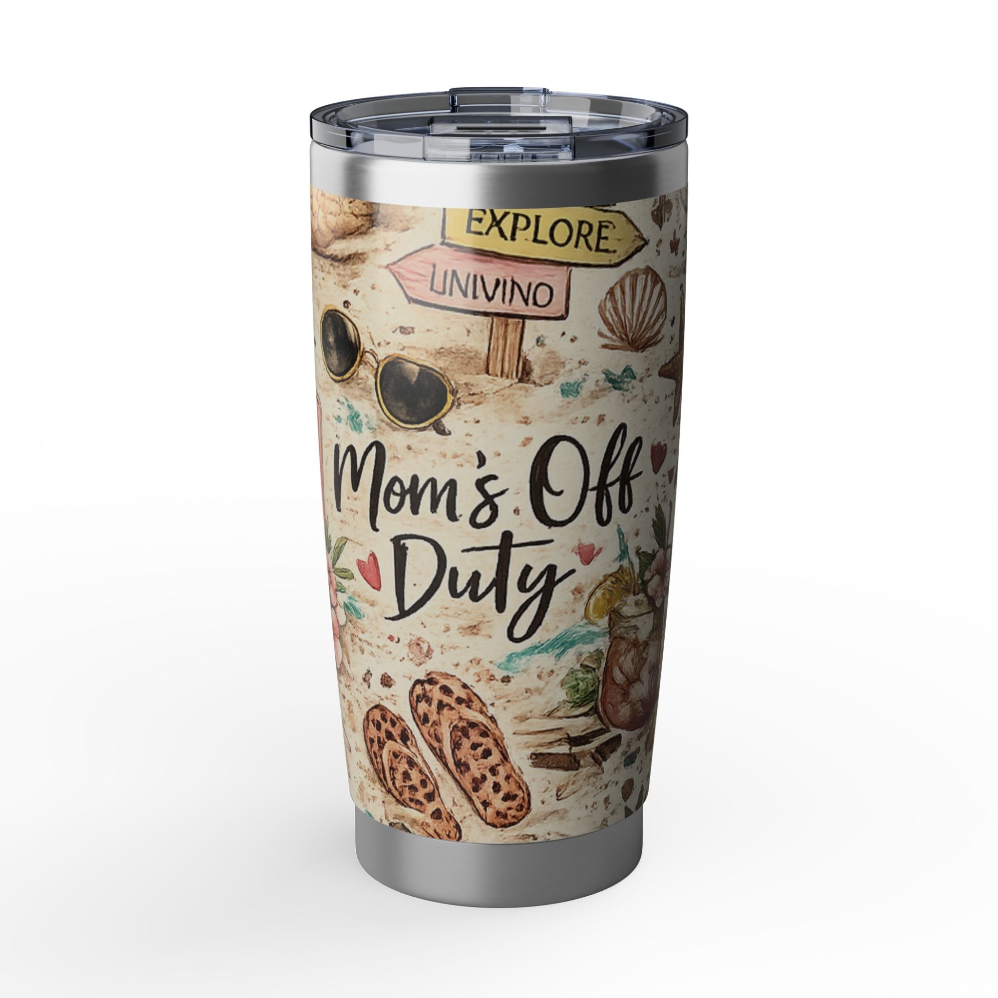 Mom's Off Duty 20oz Tumbler – Beach Vacation Travel Mug