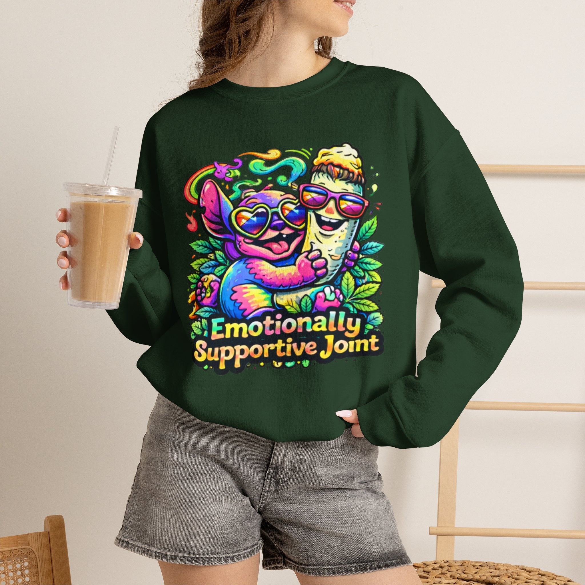 Emotionally Supportive Joint Sweatshirt — Cute Sloth & Joint Hug Graphic