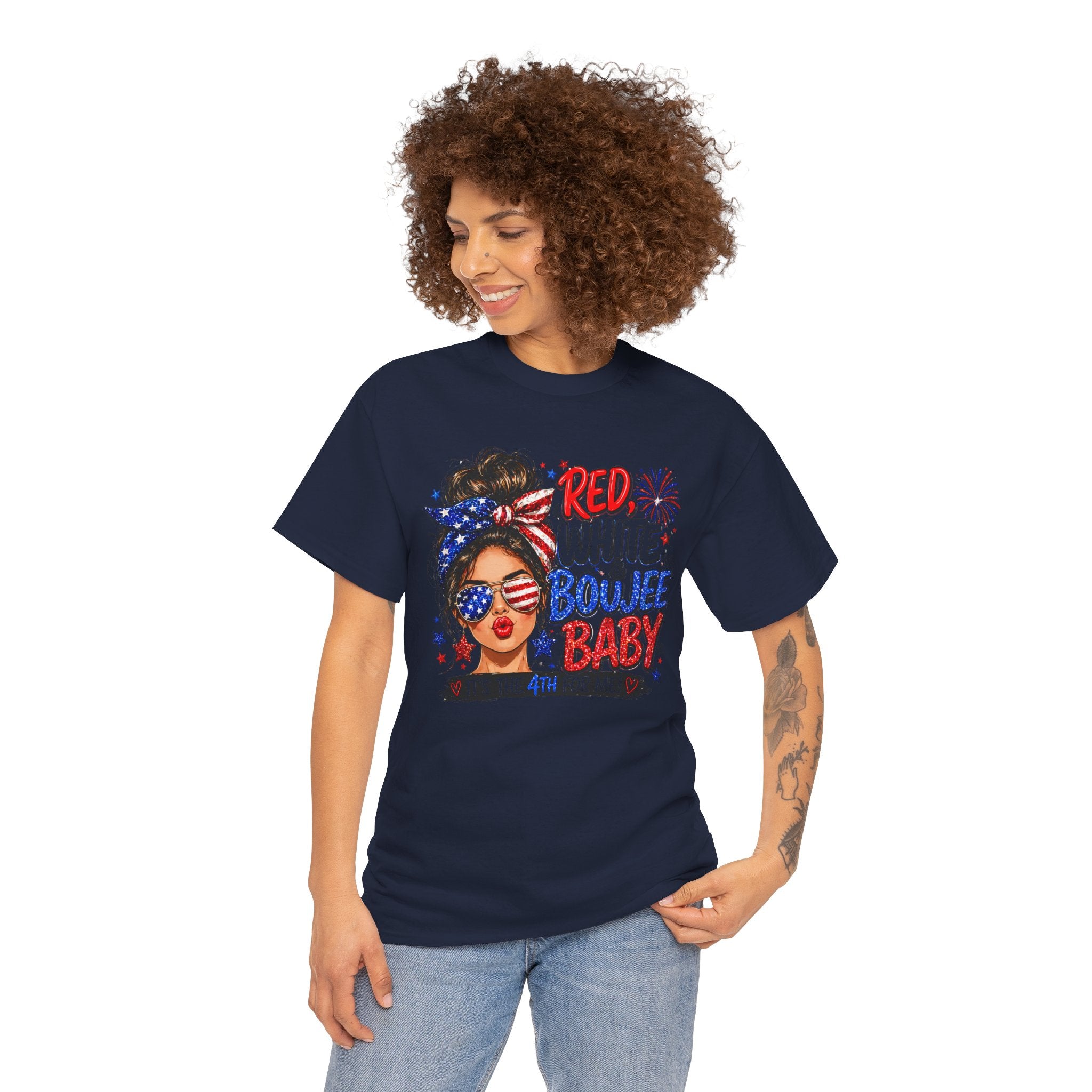 Patriotic 'Red White Boujee Baby' Tee – 4th of July Women's Graphic Shirt