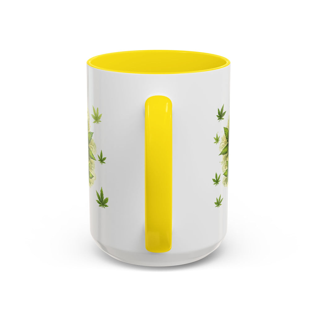 Cannabis 420 Accent Coffee Mug — Indica & Sativa Leaf Pattern (11/15oz)