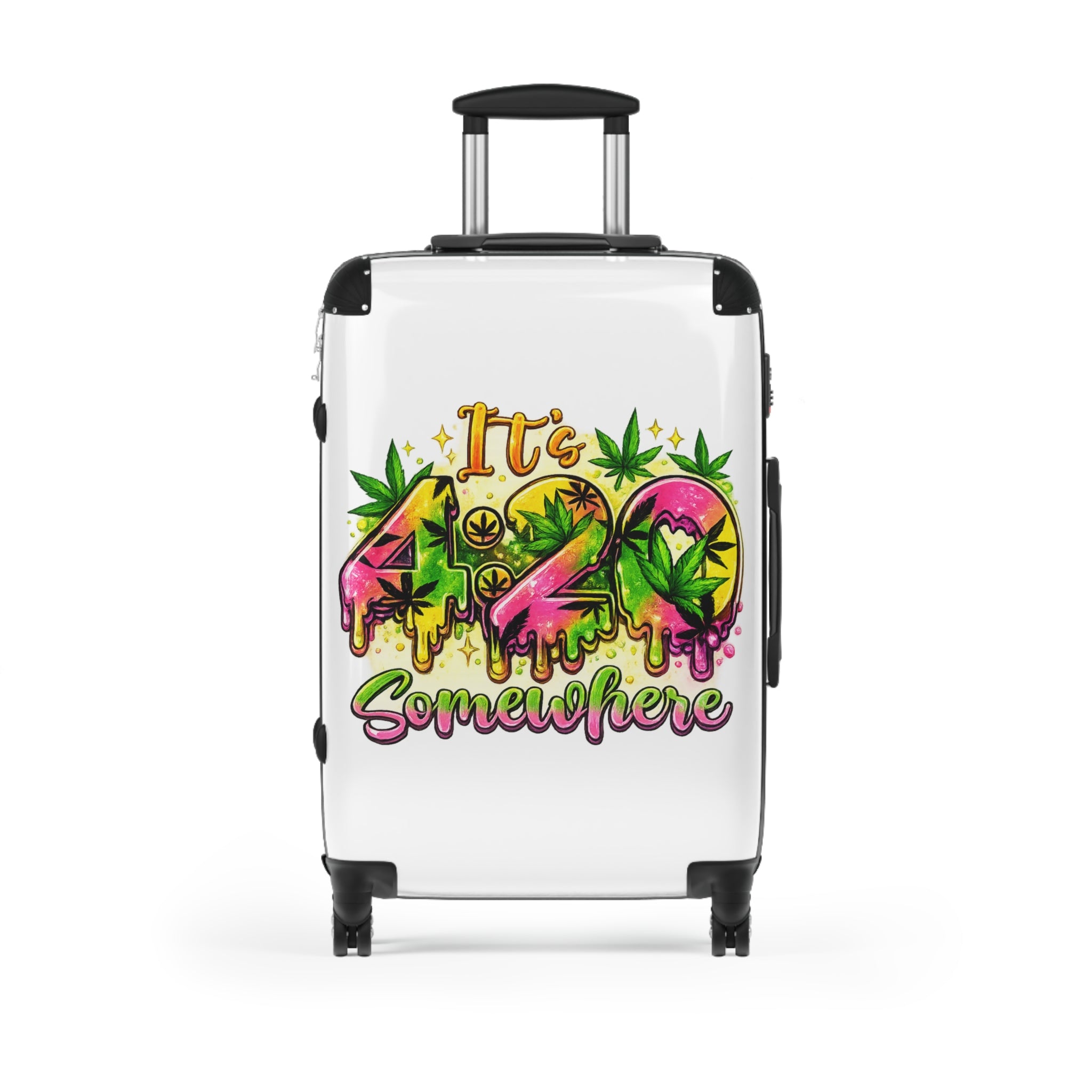Suitcase — "It's 420 Somewhere" Travel Carry-On with Colorful Cannabis Design