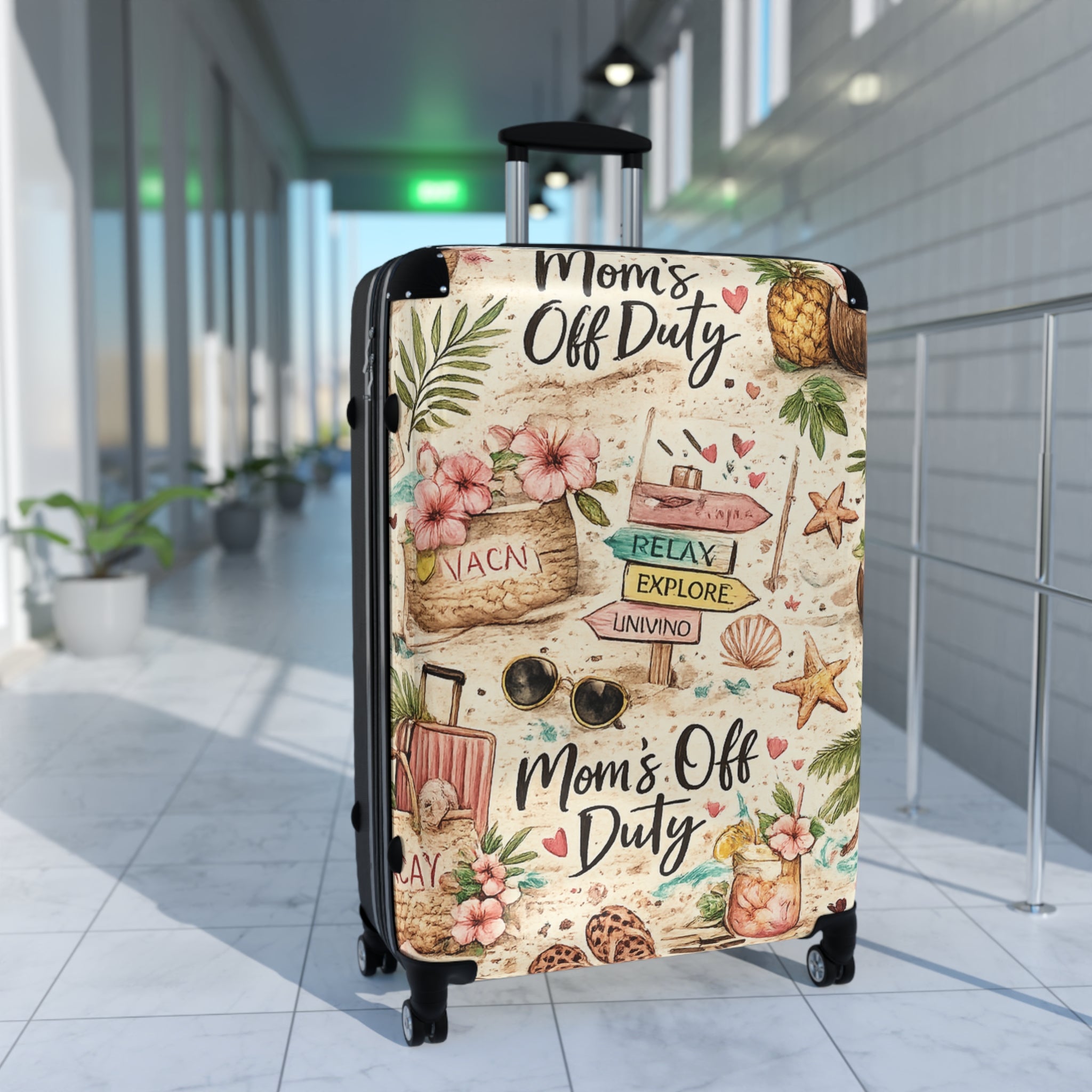 Carry-On Suitcase — "Mom's Off Duty" Beach Travel Luggage