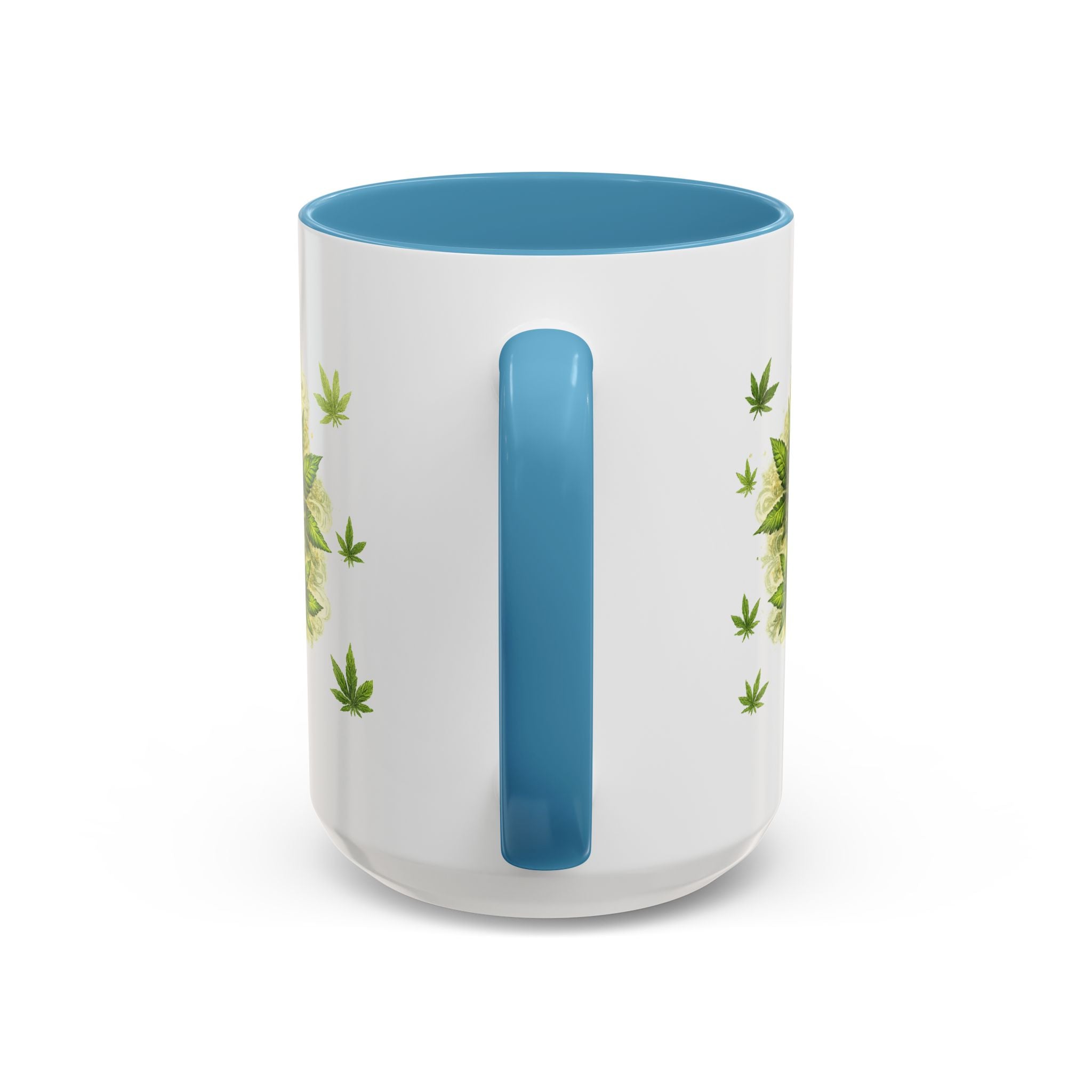 Cannabis 420 Accent Coffee Mug — Indica & Sativa Leaf Pattern (11/15oz)