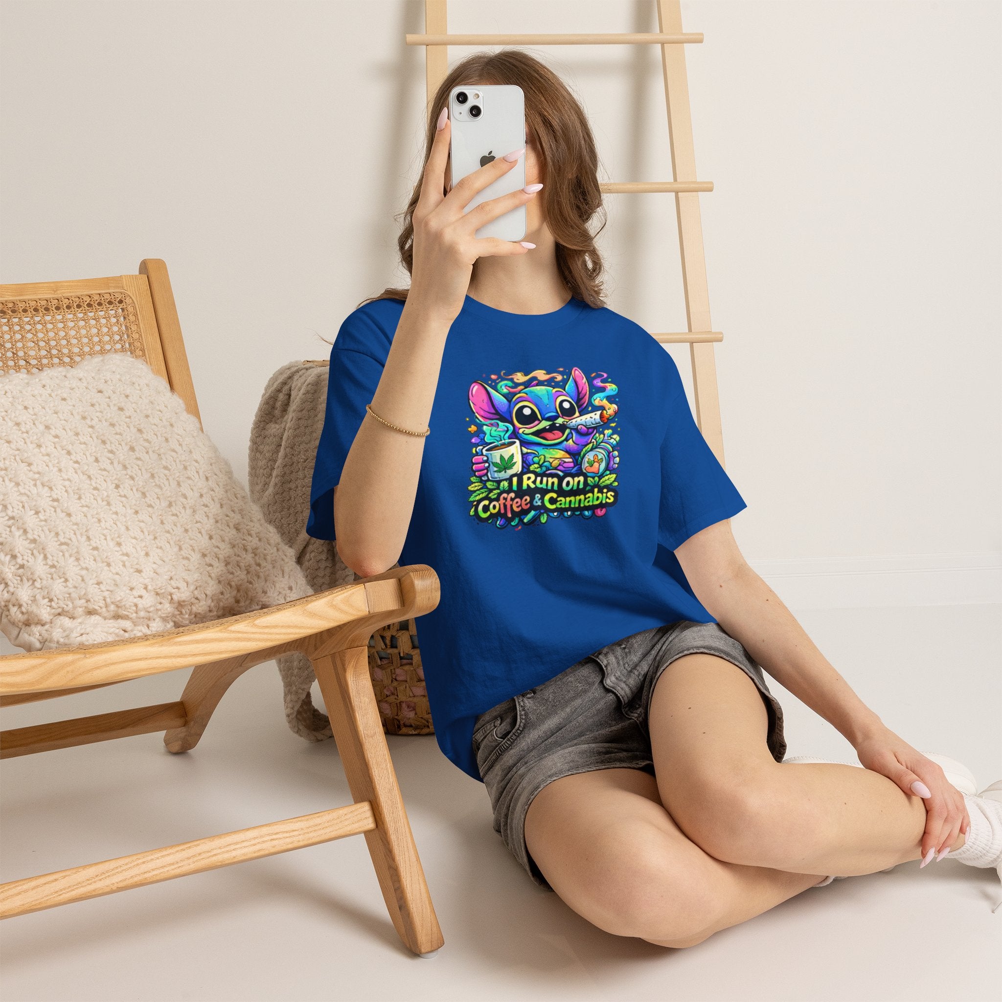 Coffee & Cannabis Tee — 'I Run on Coffee & Cannabis' Cute Stitch Graphic T-Shirt