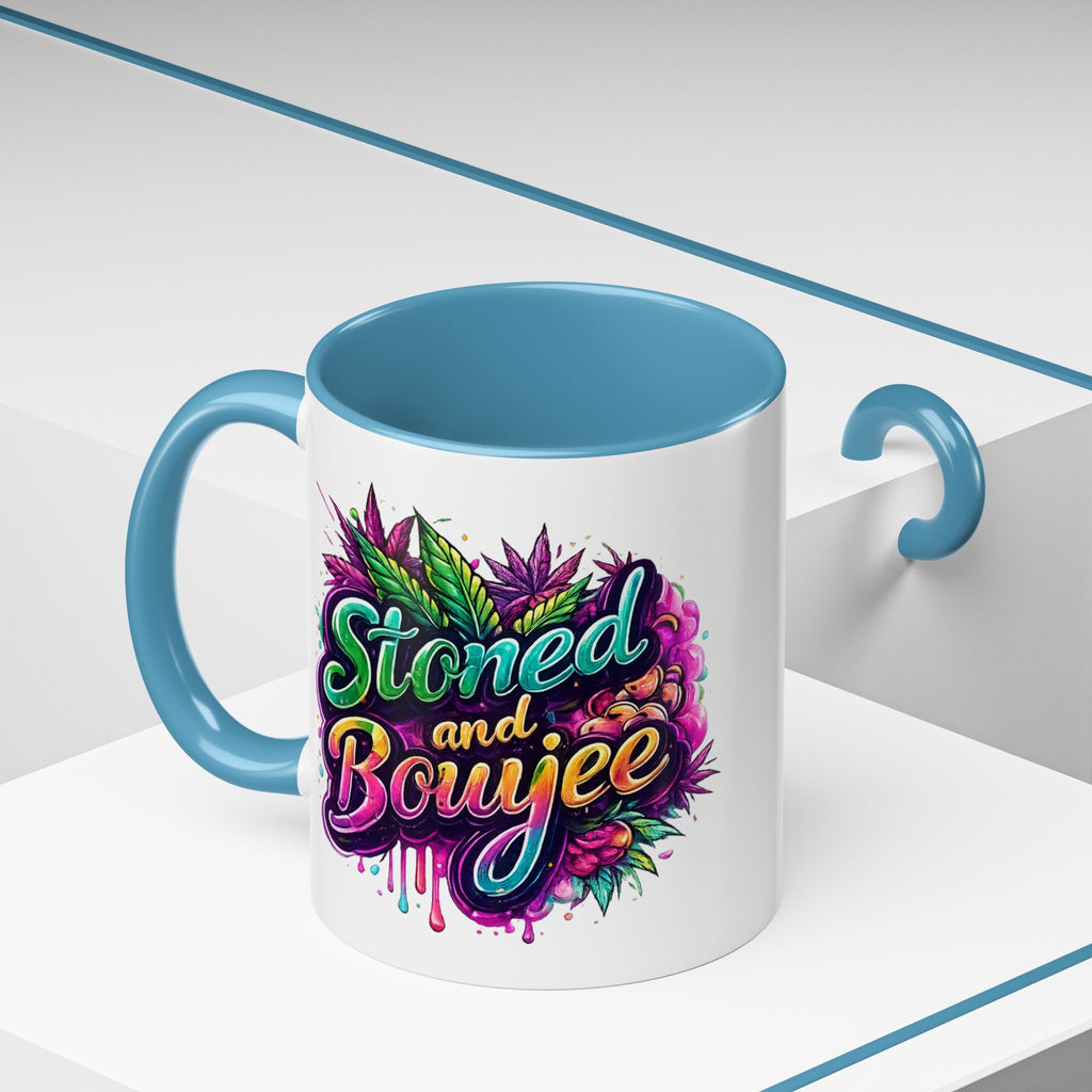Accent Coffee Mug — "Stoned and Boujee" Colorful Cannabis Art