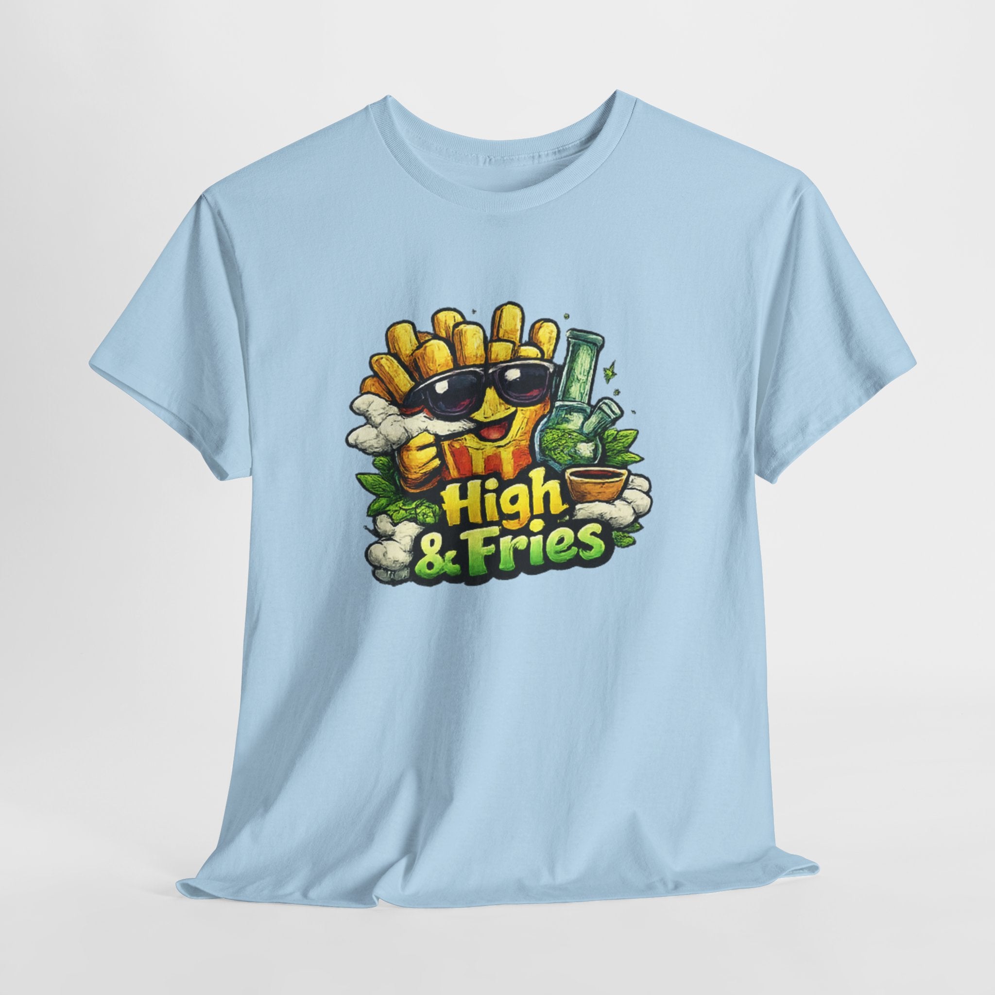 T-Shirt — "High & Fries" Funny Cannabis + Fries Graphic Tee