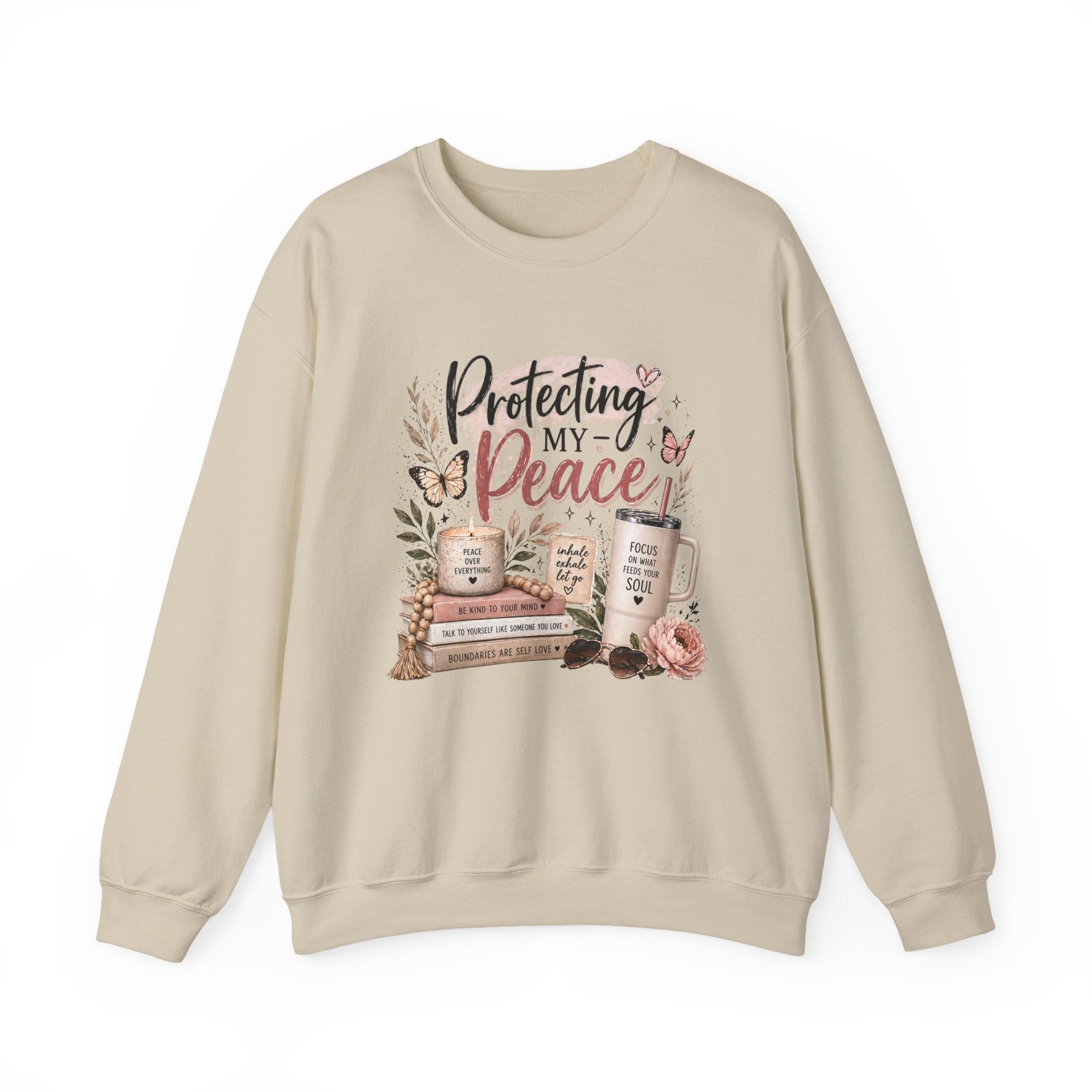 Crewneck Sweatshirt – "Protecting My Peace" Cozy Floral Graphic