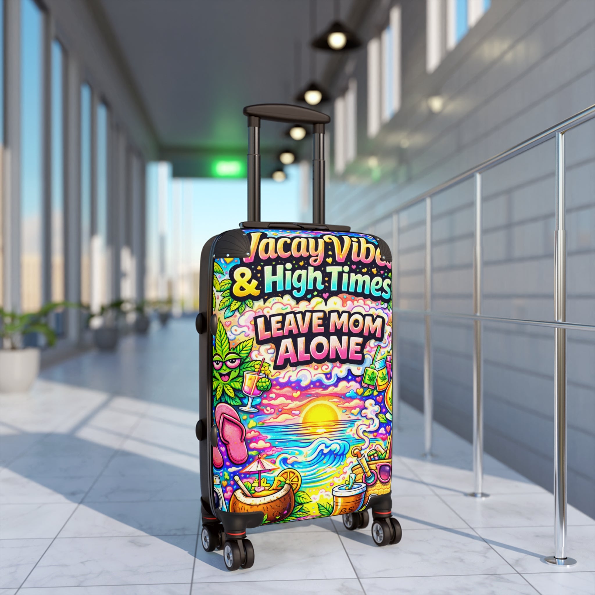 Leave Mom Alone Carry-On Suitcase – Colorful Beach Vibes Travel Luggage
