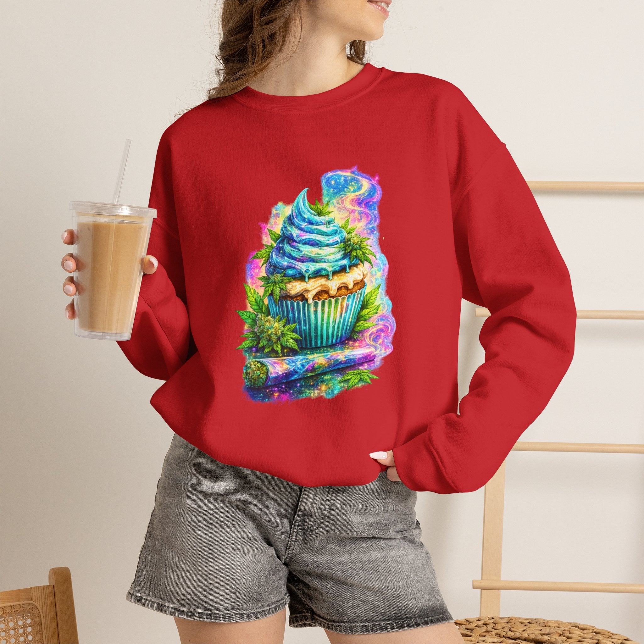 Cupcake Fantasy Sweatshirt – Colorful Psychedelic Bakery Art Crewneck