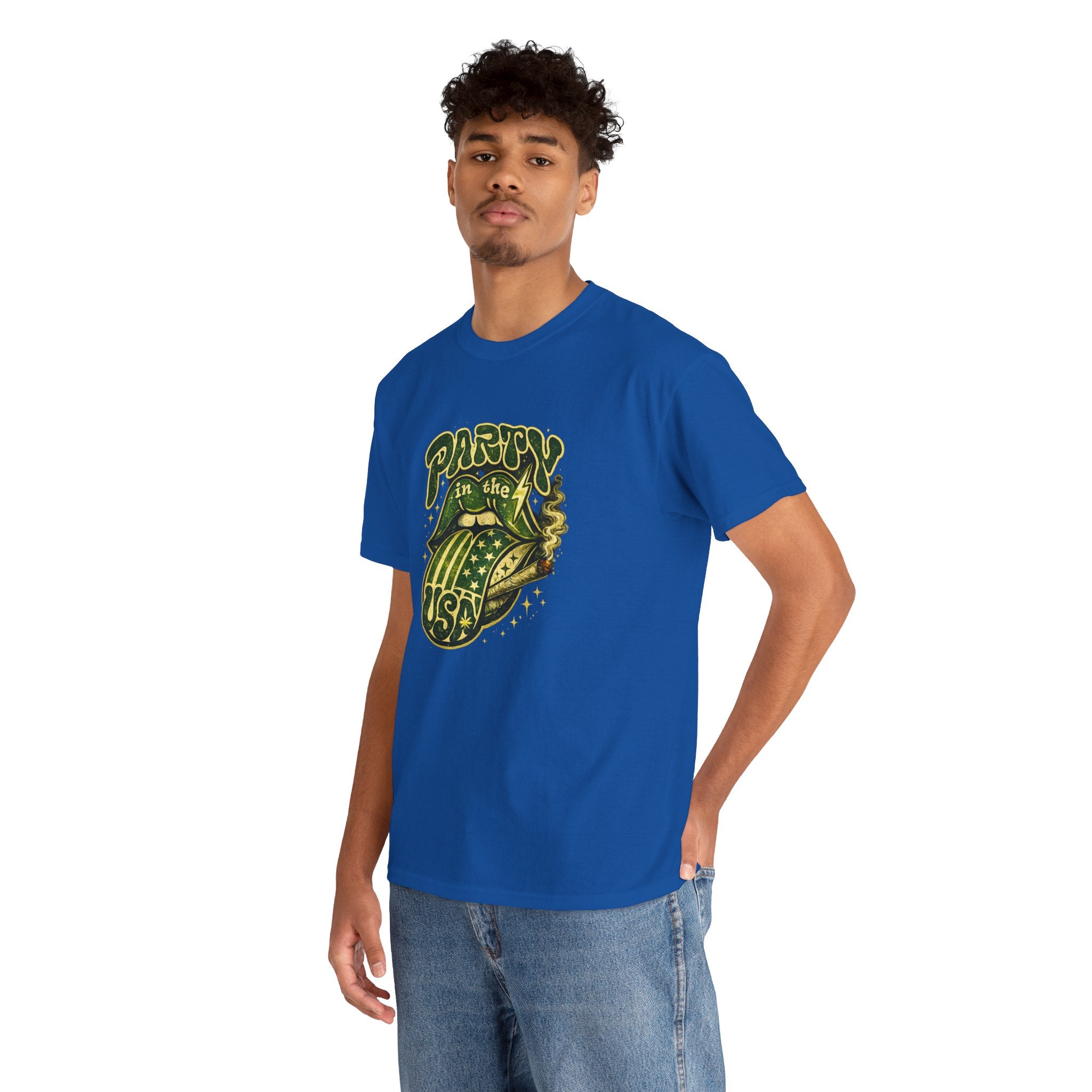 Party in the USA Graphic T-Shirt – Retro Rolling Tongue Design
