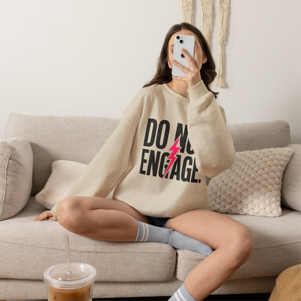 Do Not Engage Crewneck Sweatshirt – Bold Lightning Graphic Streetwear