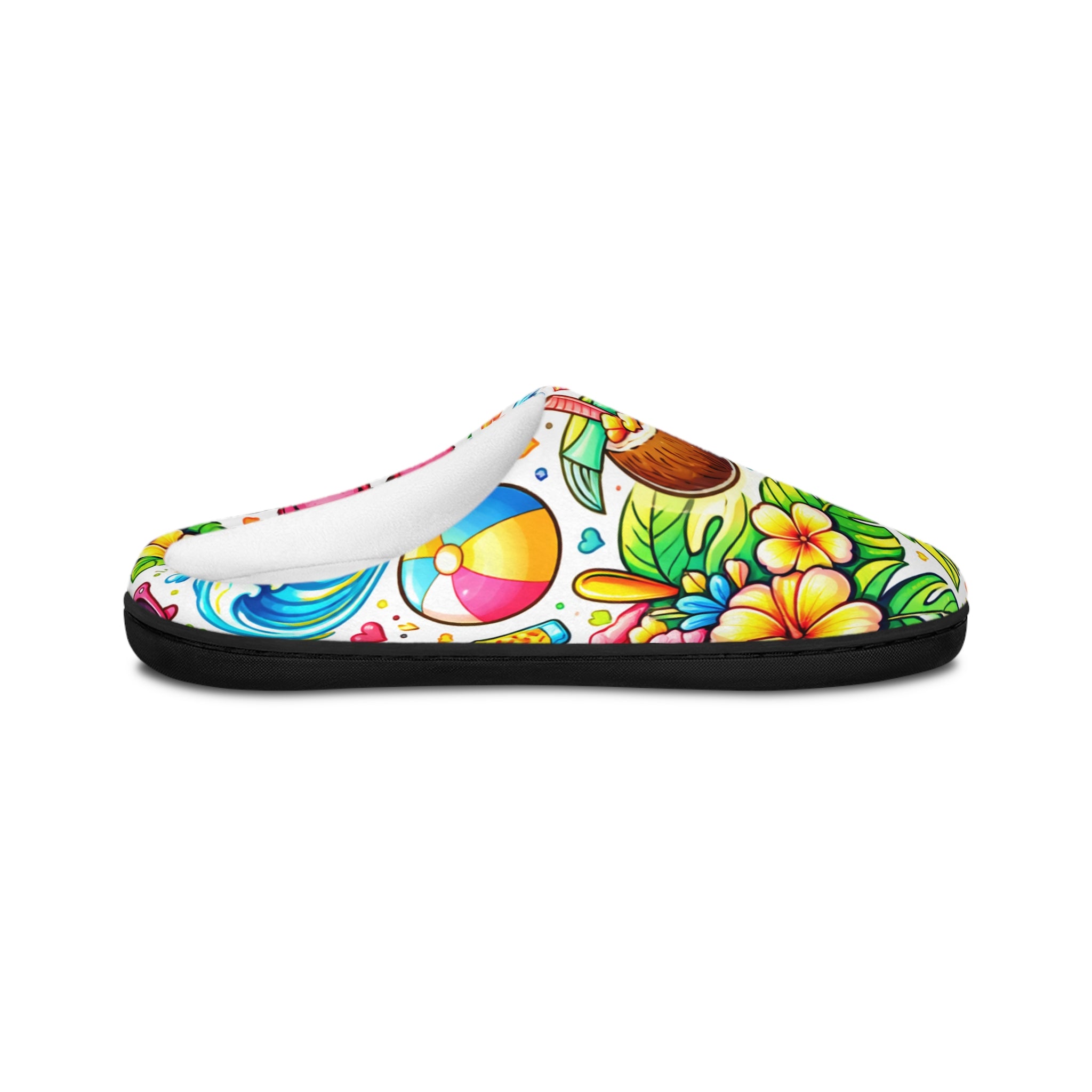 Tropical Mushroom Floral Slippers — Colorful Hawaiian Indoor House Shoes