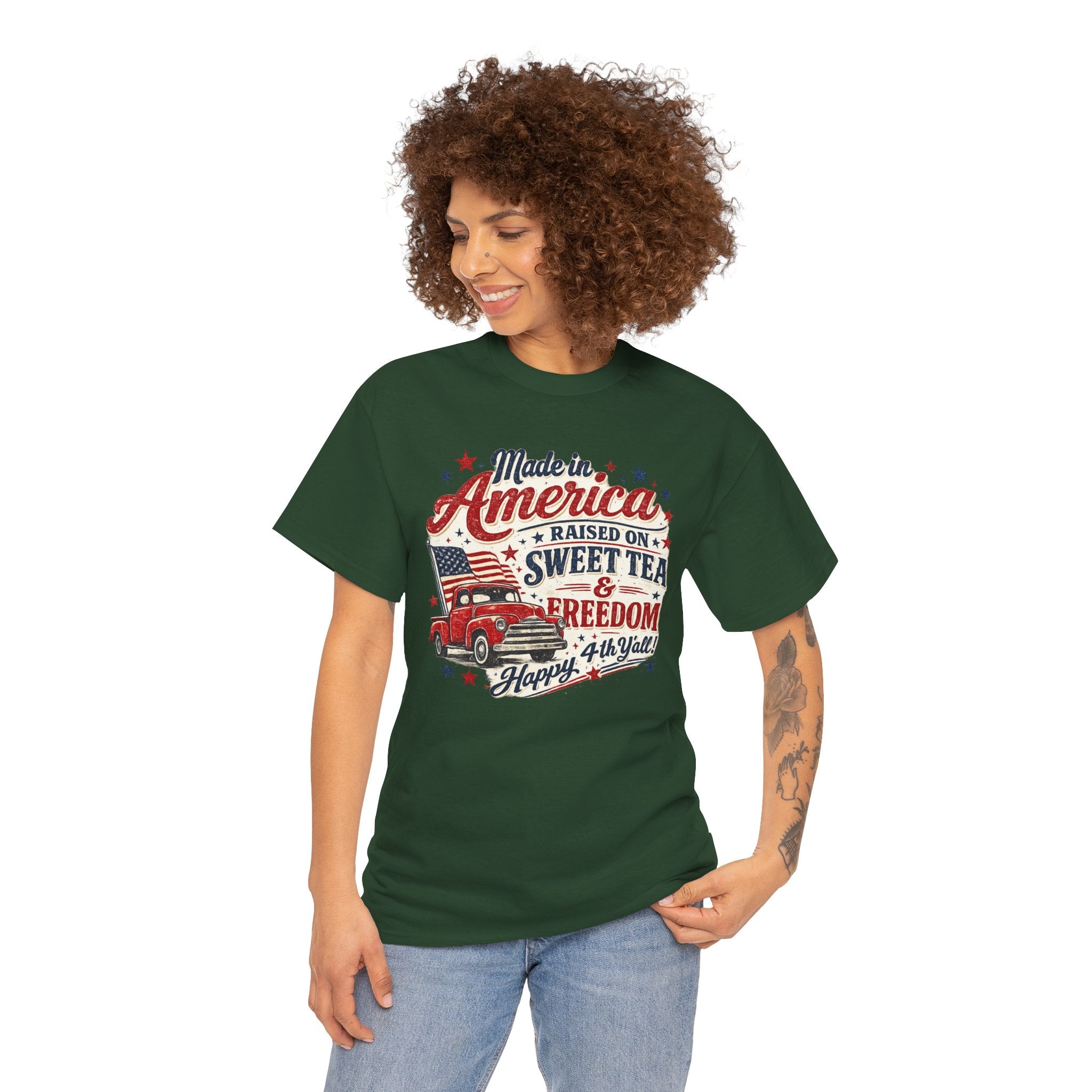 Made in America Sweet Tea & Freedom T-Shirt — 4th of July Patriotic Tee